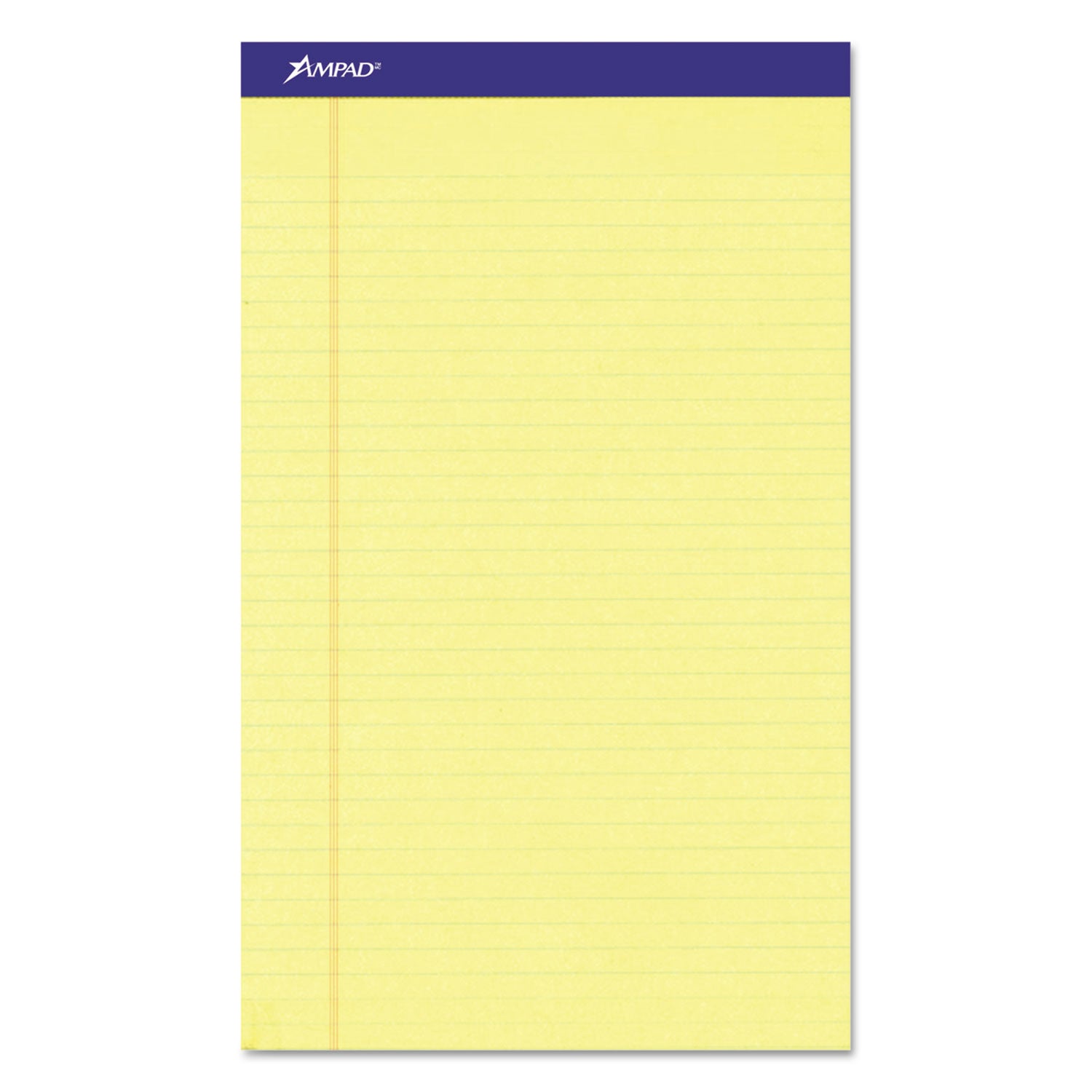 Perforated Writing Pads, Wide/Legal Rule, 50 Canary-Yellow 8.5 x 14 Sheets, Dozen -