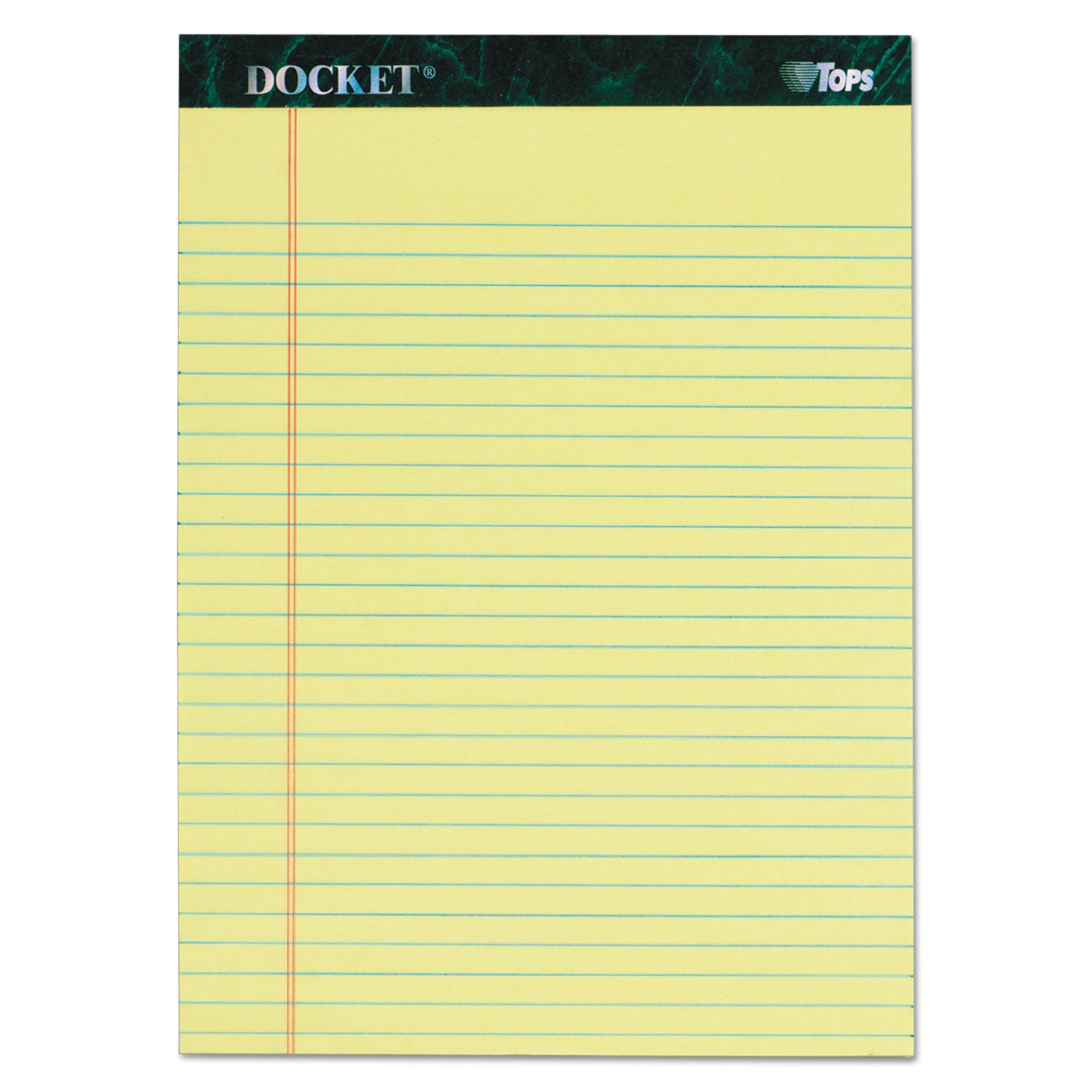 Docket Ruled Perforated Pads, Wide/Legal Rule, 50 Canary-Yellow 8.5 x 11.75 Sheets, 6/Pack -