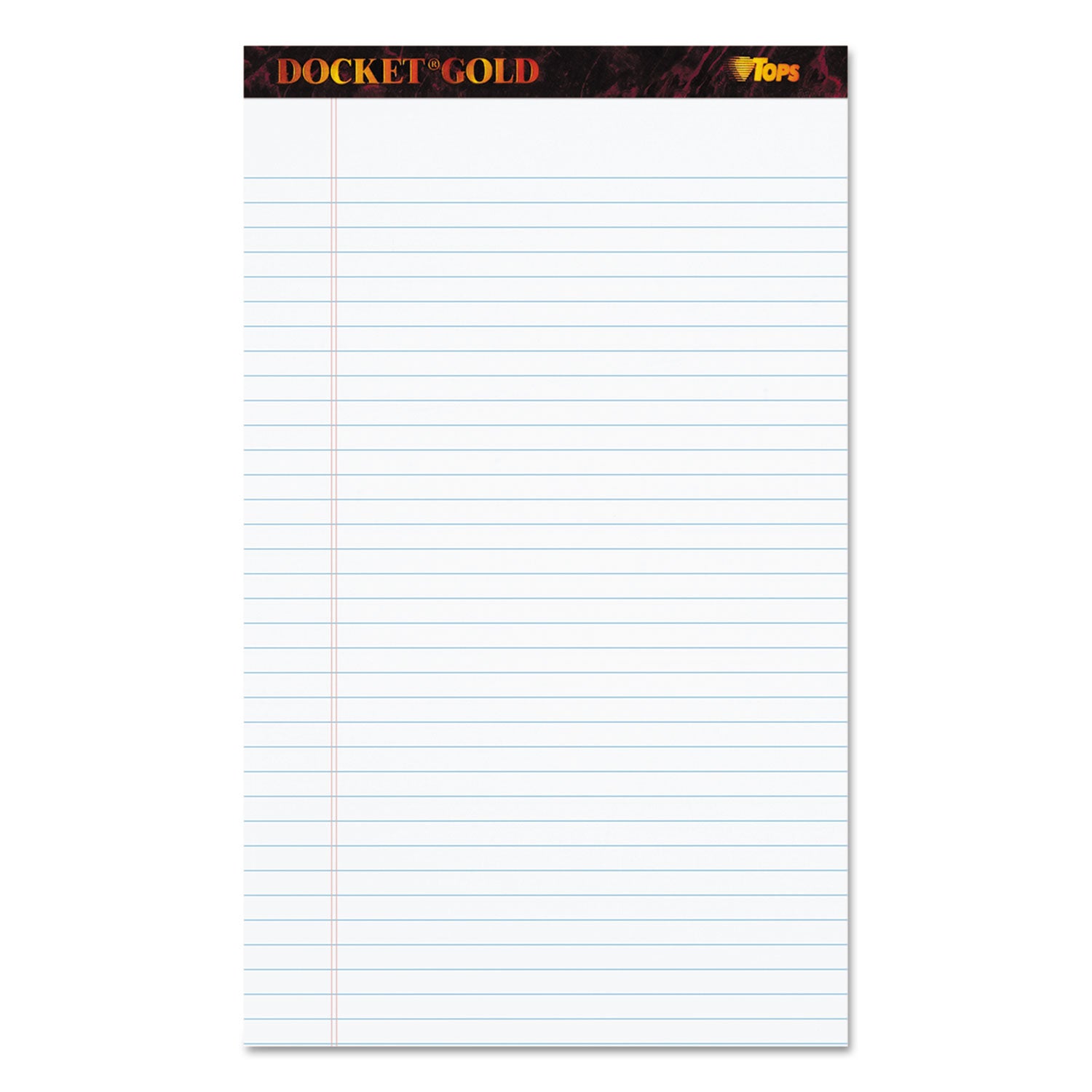 Docket Gold Ruled Perforated Pads, Wide/Legal Rule, 50 White 8.5 x 14 Sheets, 12/Pack -