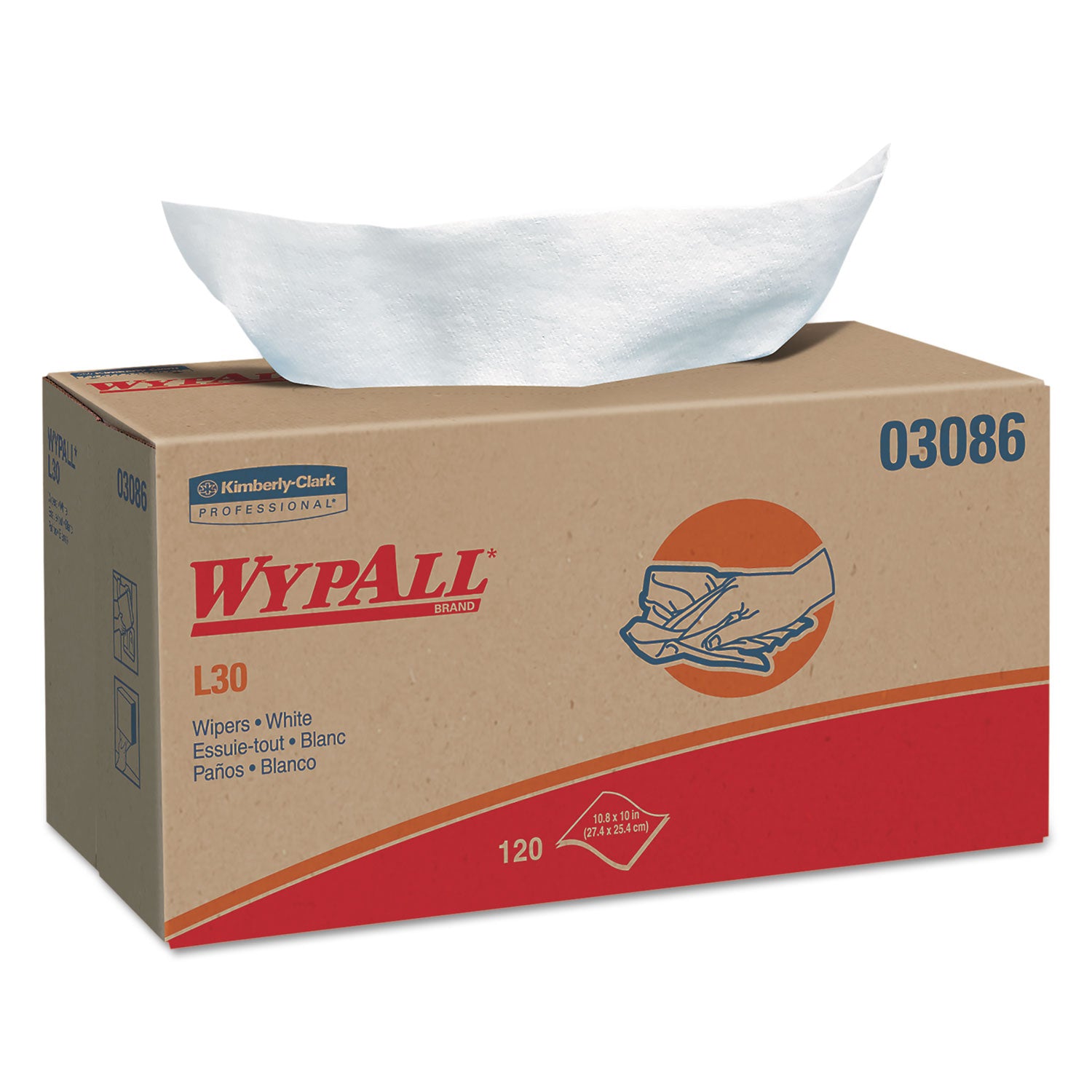 L30 Towels, POP-UP Box, 10 x 9.8, White, 120/Box, 10 Boxes/Carton -