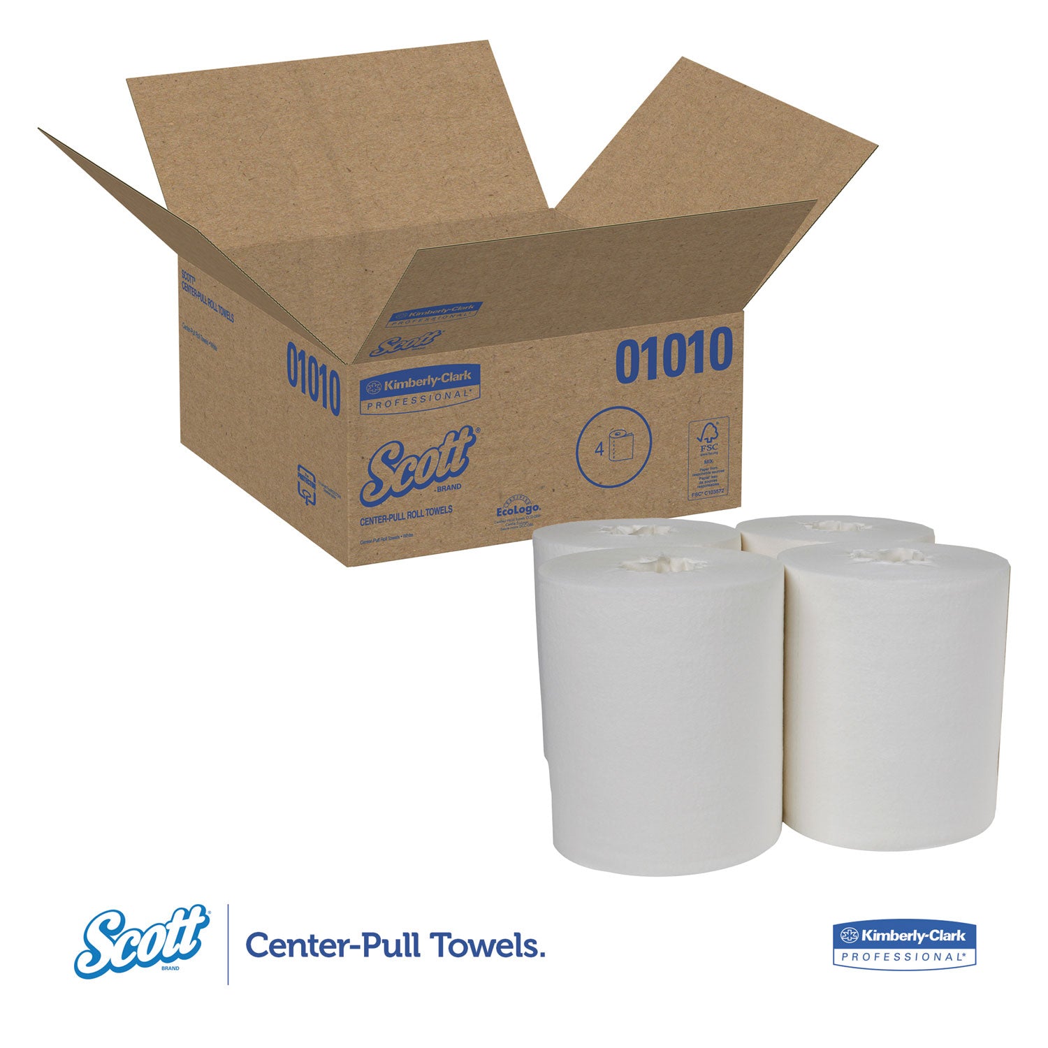 Essential Center-Pull Towels, Absorbency Pockets, 2-Ply, 8 x 15, White, 500/Roll, 4 Rolls/Carton -