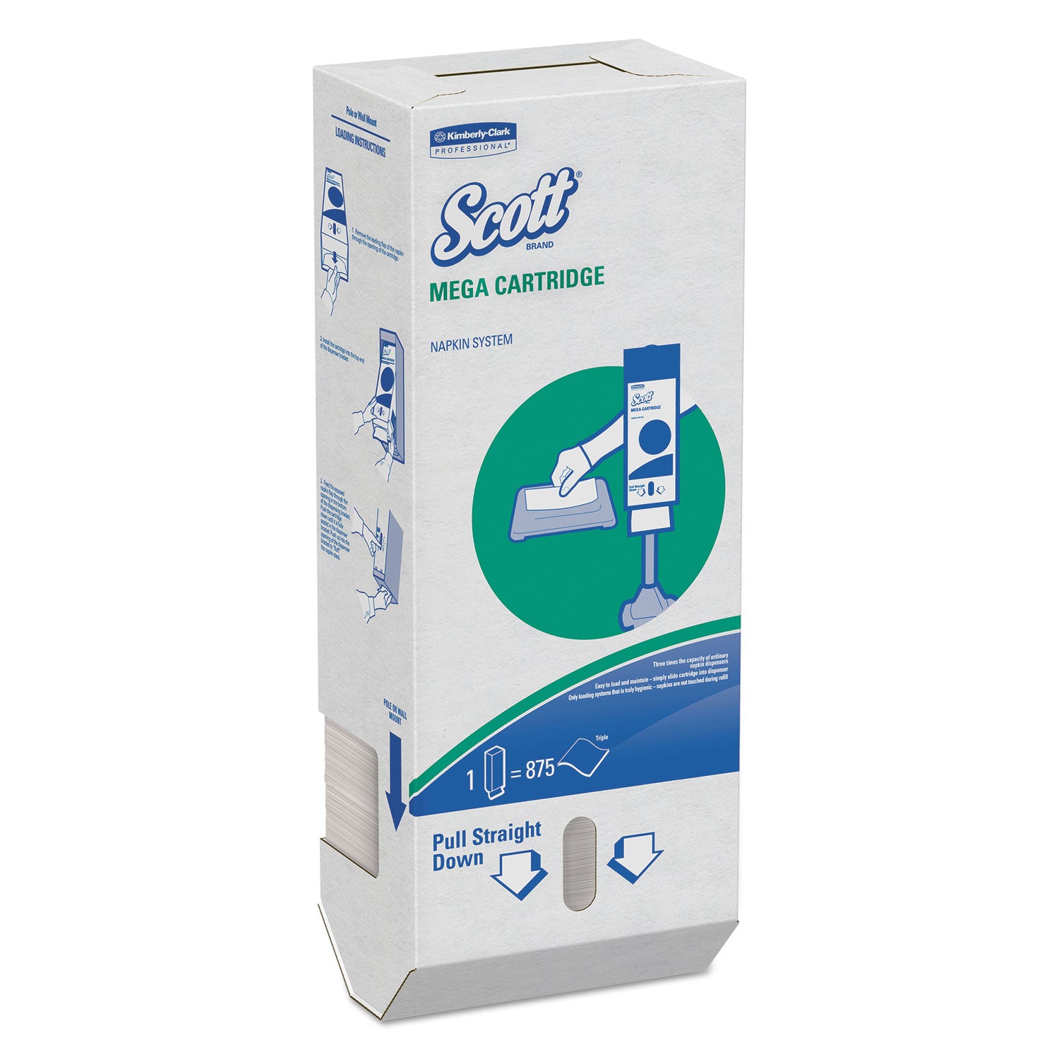 MegaCartridge Napkins, 1-Ply, 8 2/5 x 6 1/2, White, 875/Pack, 6 Packs/Carton -