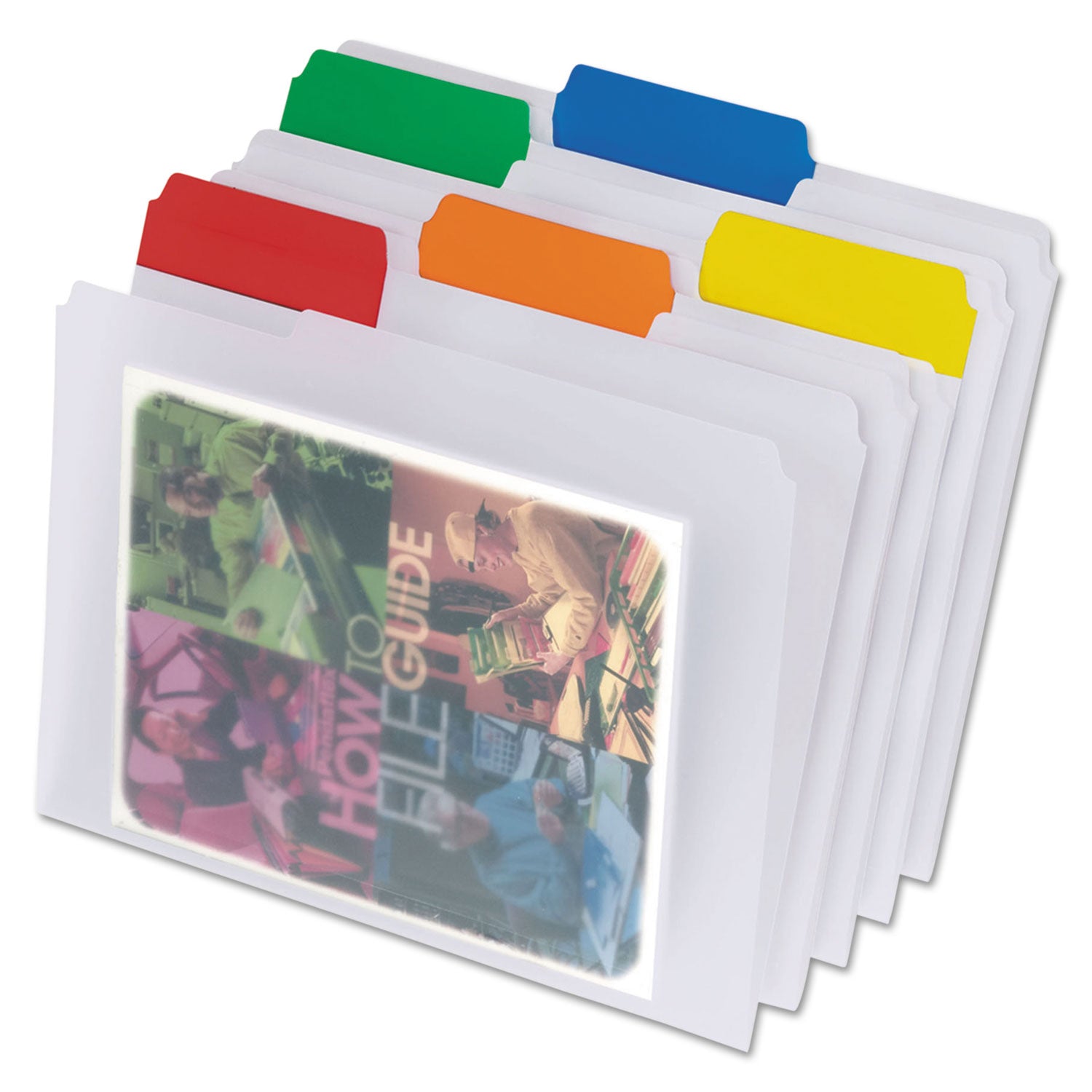 Poly File Folders, 1/3-Cut Tabs: Assorted, Letter Size, Clear, 25/Box -