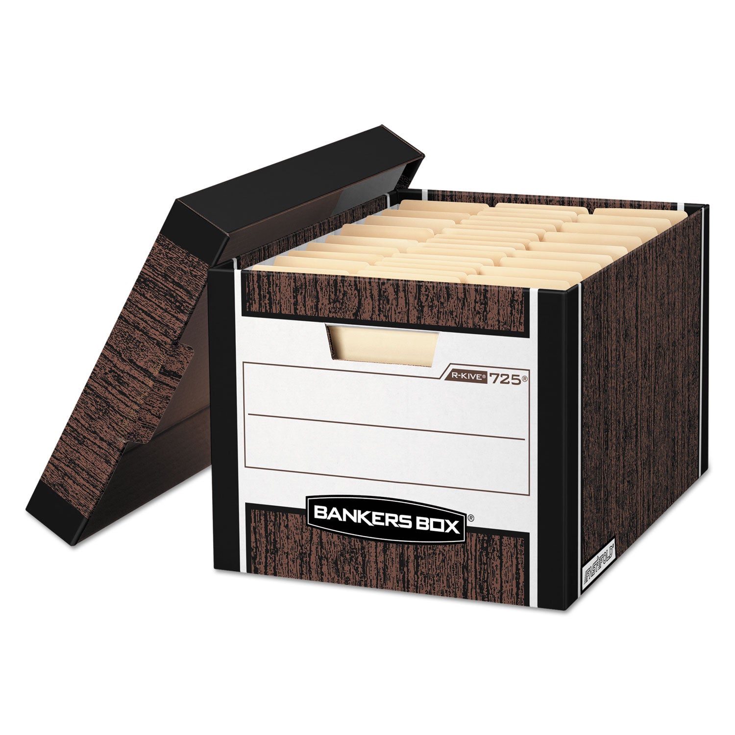 R-KIVE Heavy-Duty Storage Boxes, Letter/Legal Files, 12.75" x 16.5" x 10.38", Woodgrain, 4/Carton -
