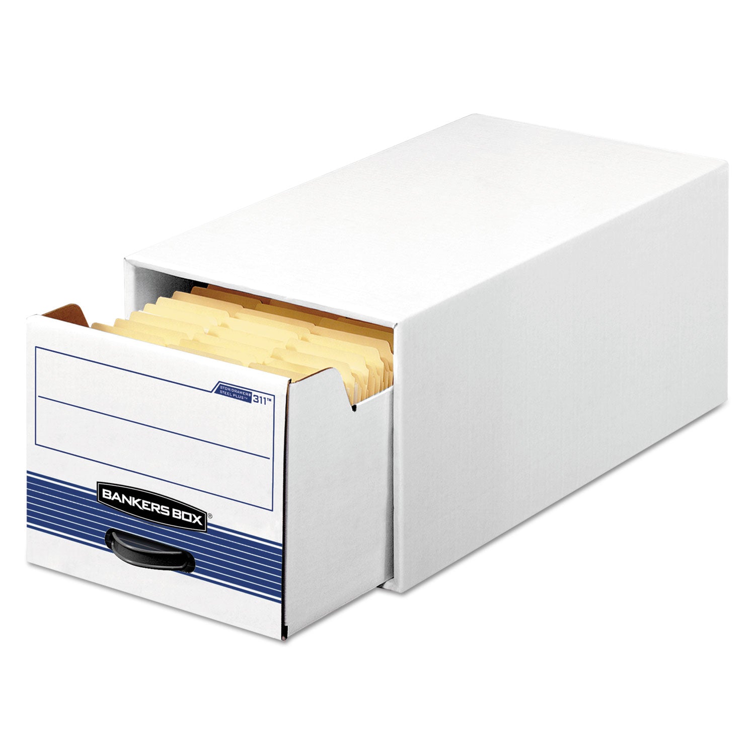 STOR/DRAWER STEEL PLUS Extra Space-Savings Storage Drawers, Letter Files, 10.5" x 25.25" x 6.5", White/Blue, 12/Carton -