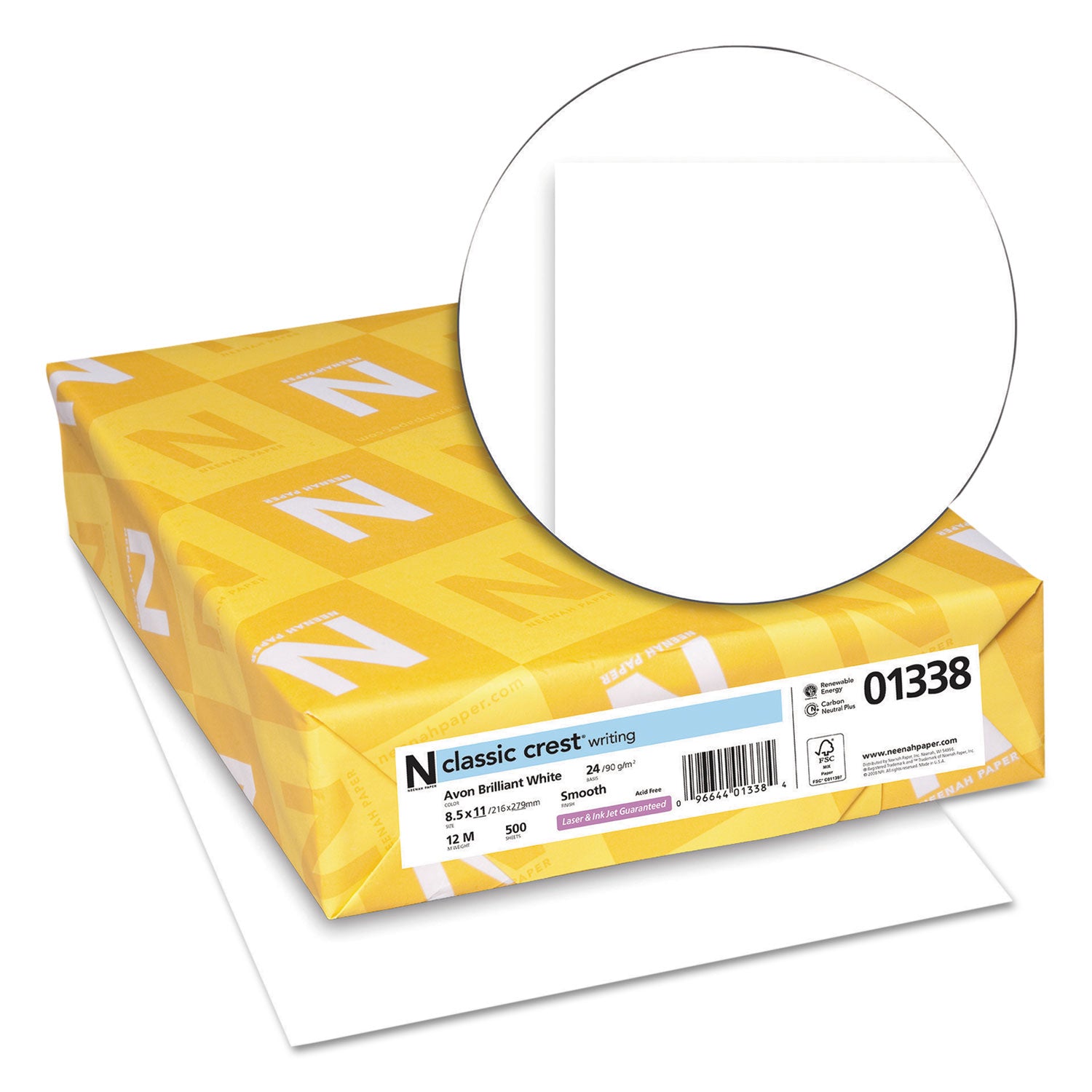 CLASSIC CREST Stationery, 93 Bright, 24 lb Bond Weight, 8.5 x 11, Avon White, 500/Ream -
