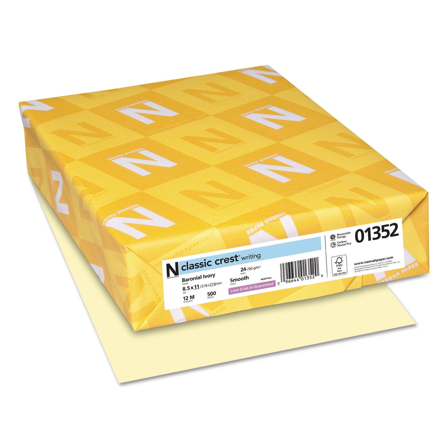 CLASSIC CREST Stationery, 24 lb Bond Weight, 8.5 x 11, Baronial Ivory, 500/Ream -