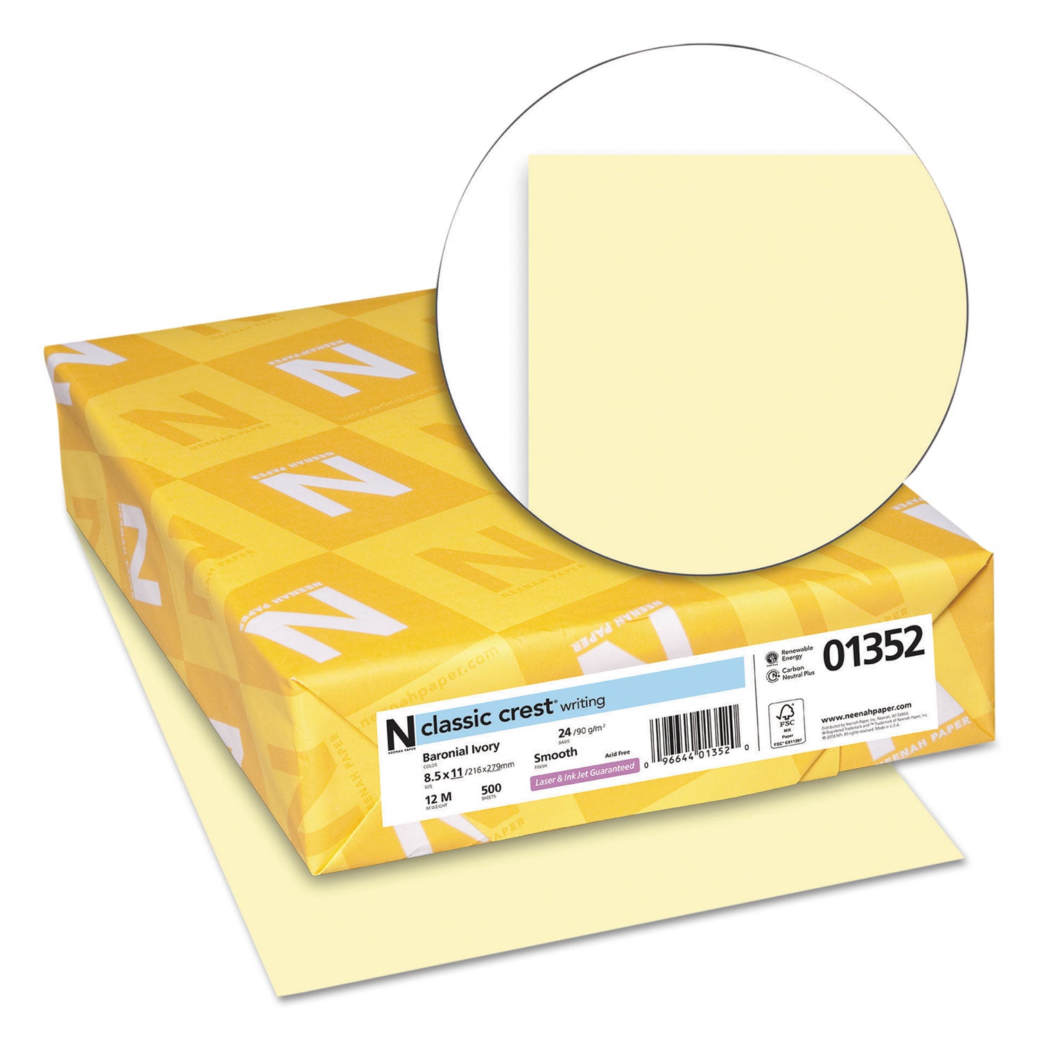 CLASSIC CREST Stationery, 24 lb Bond Weight, 8.5 x 11, Baronial Ivory, 500/Ream -