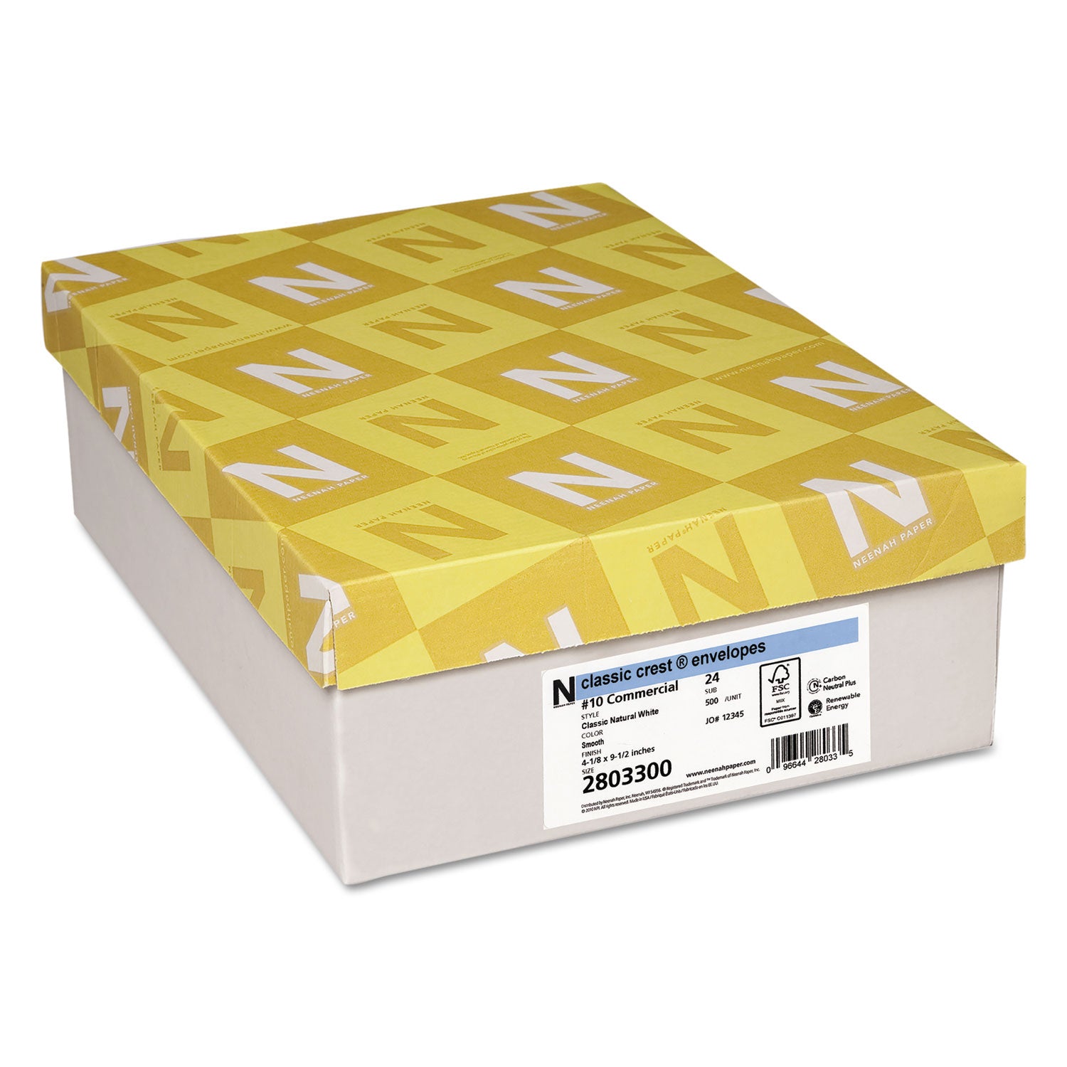 CLASSIC CREST #10 Envelope, Commercial Flap, Gummed Closure, 4.13 x 9.5, Classic Natural White, 500/Box -