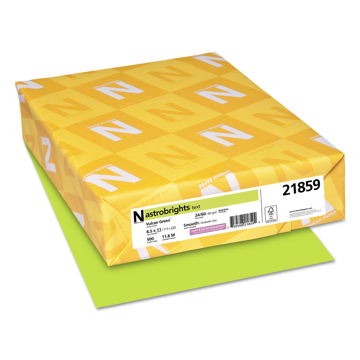 Color Paper, 24 lb Bond Weight, 8.5 x 11, Vulcan Green, 500/Ream -