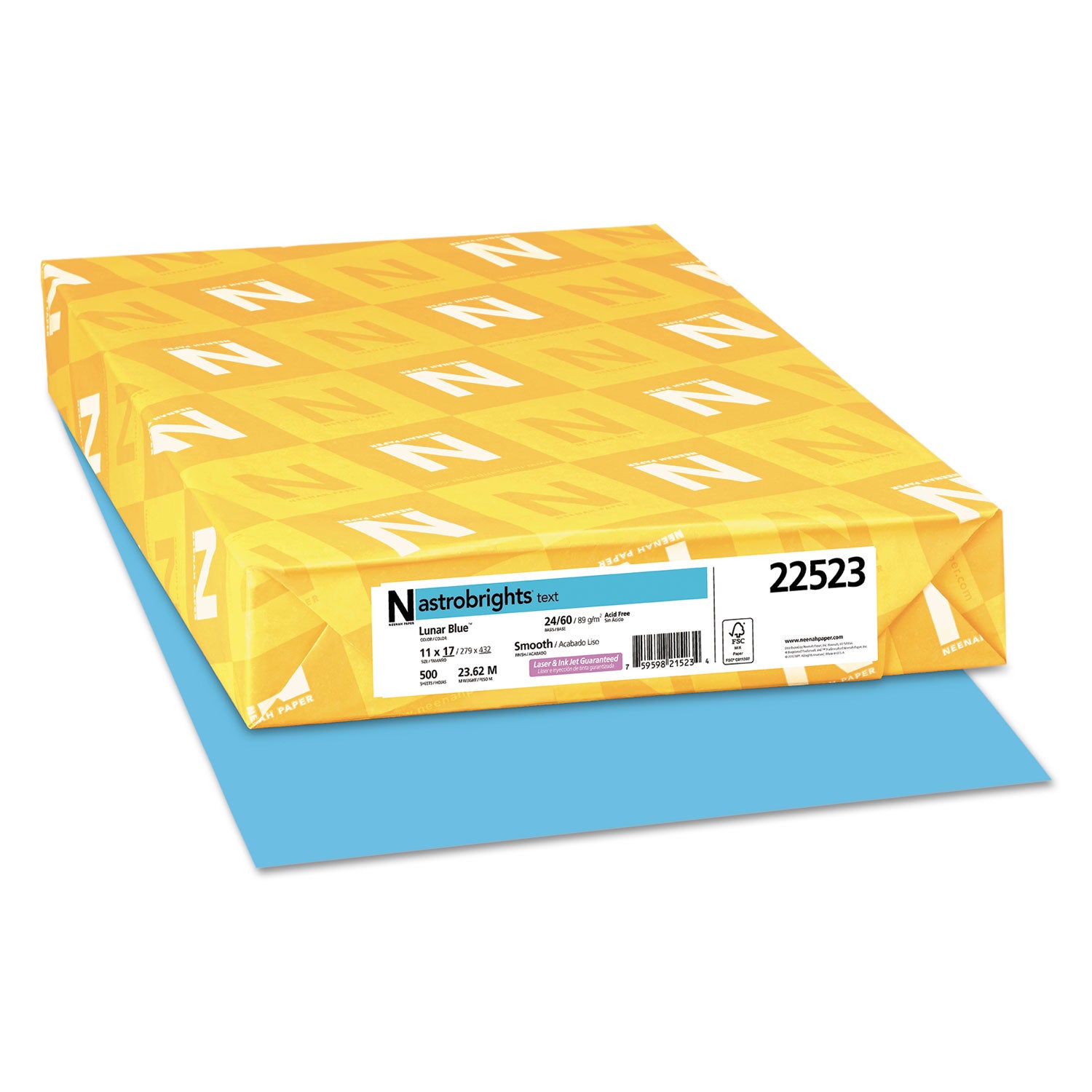 Color Paper, 24 lb Bond Weight, 11 x 17, Lunar Blue, 500/Ream -