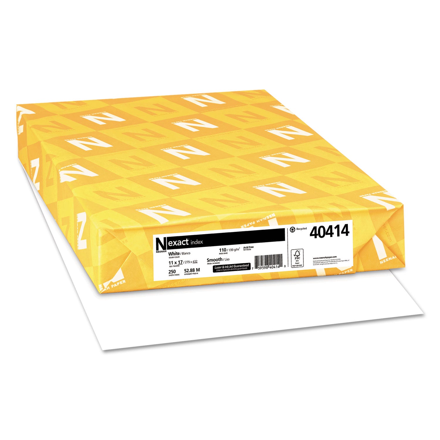 Exact Index Card Stock, 92 Bright, 110 lb Index Weight, 11 x 17, White, 250/Pack -