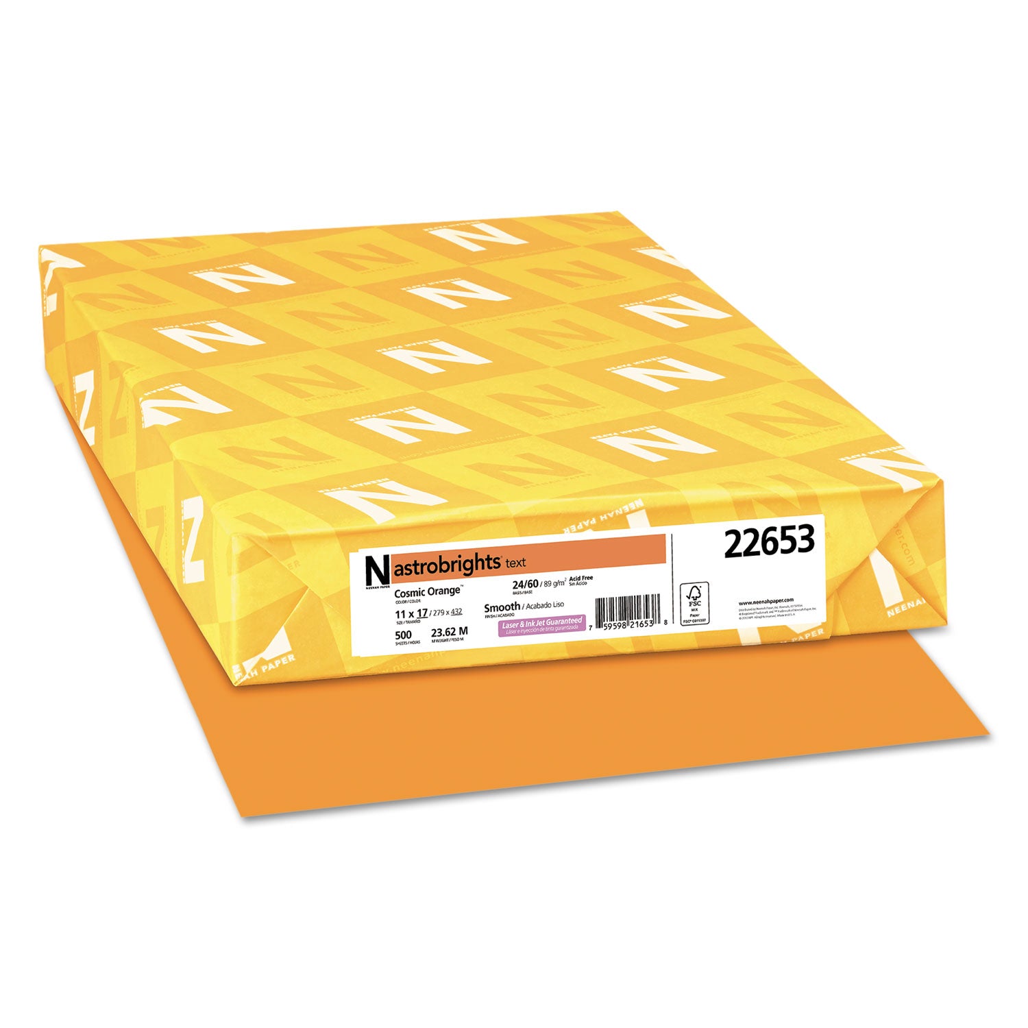 Color Paper, 24 lb Bond Weight, 11 x 17, Cosmic Orange, 500/Ream -