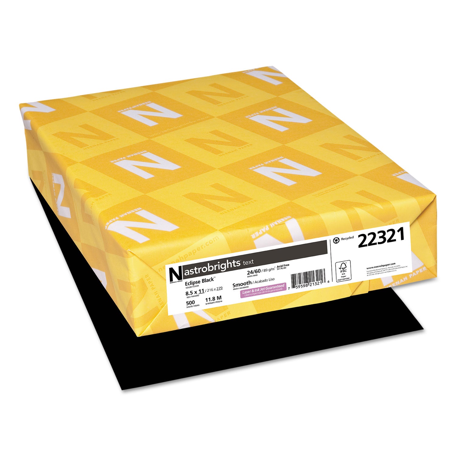 Color Paper, 24 lb Bond Weight, 8.5 x 11, Eclipse Black, 500/Ream -