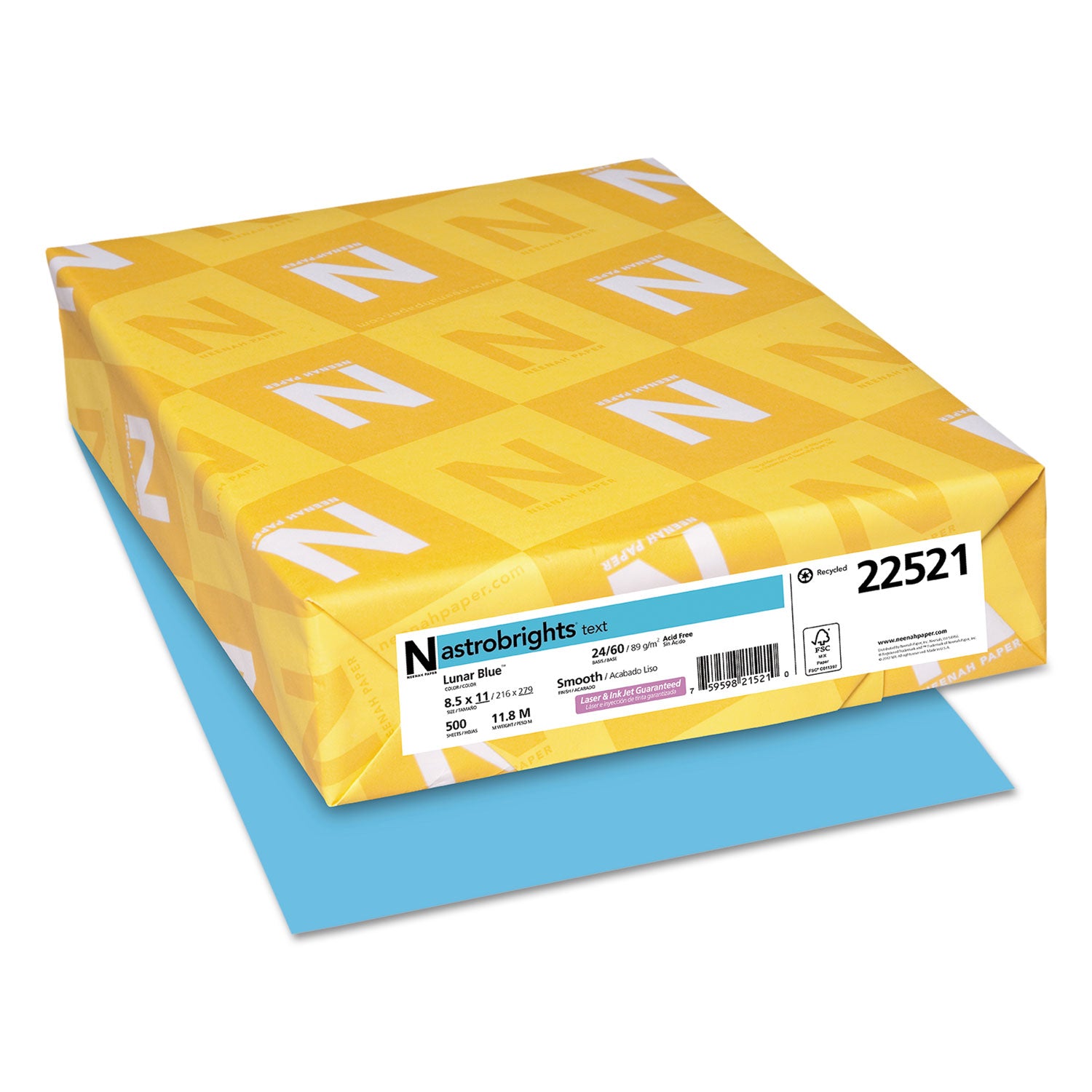 Color Paper, 24 lb Bond Weight, 8.5 x 11, Lunar Blue, 500 Sheets/Ream -