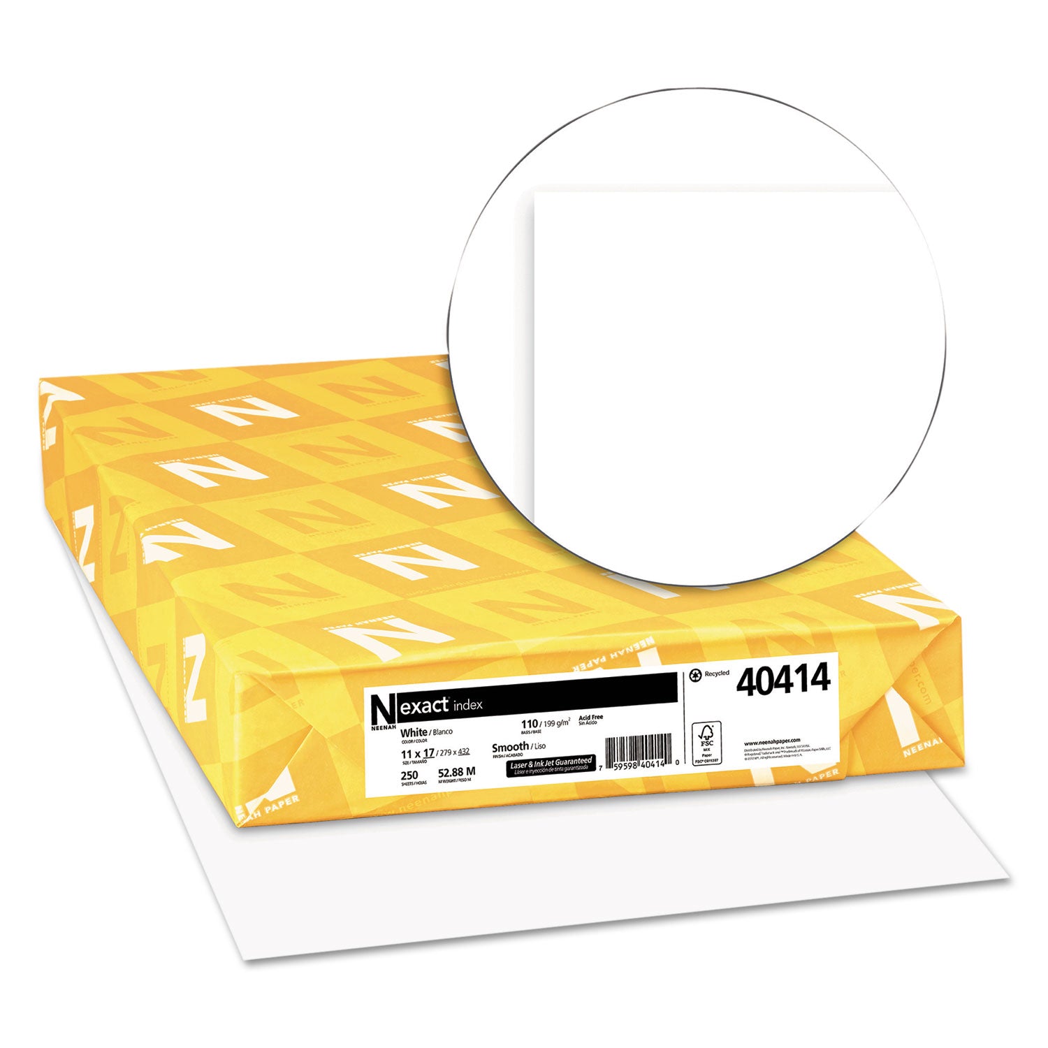 Exact Index Card Stock, 92 Bright, 110 lb Index Weight, 11 x 17, White, 250/Pack -