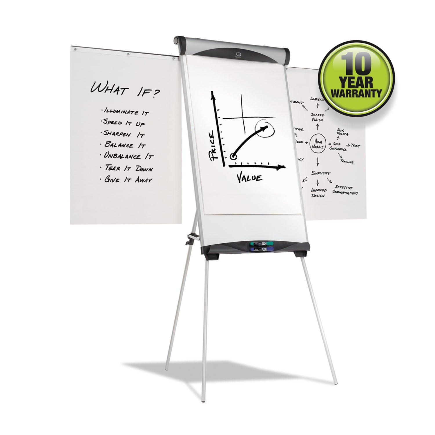 Euro Magnetic Presentation Easel, 27 x 39, White Surface, Silver Aluminum Frame -