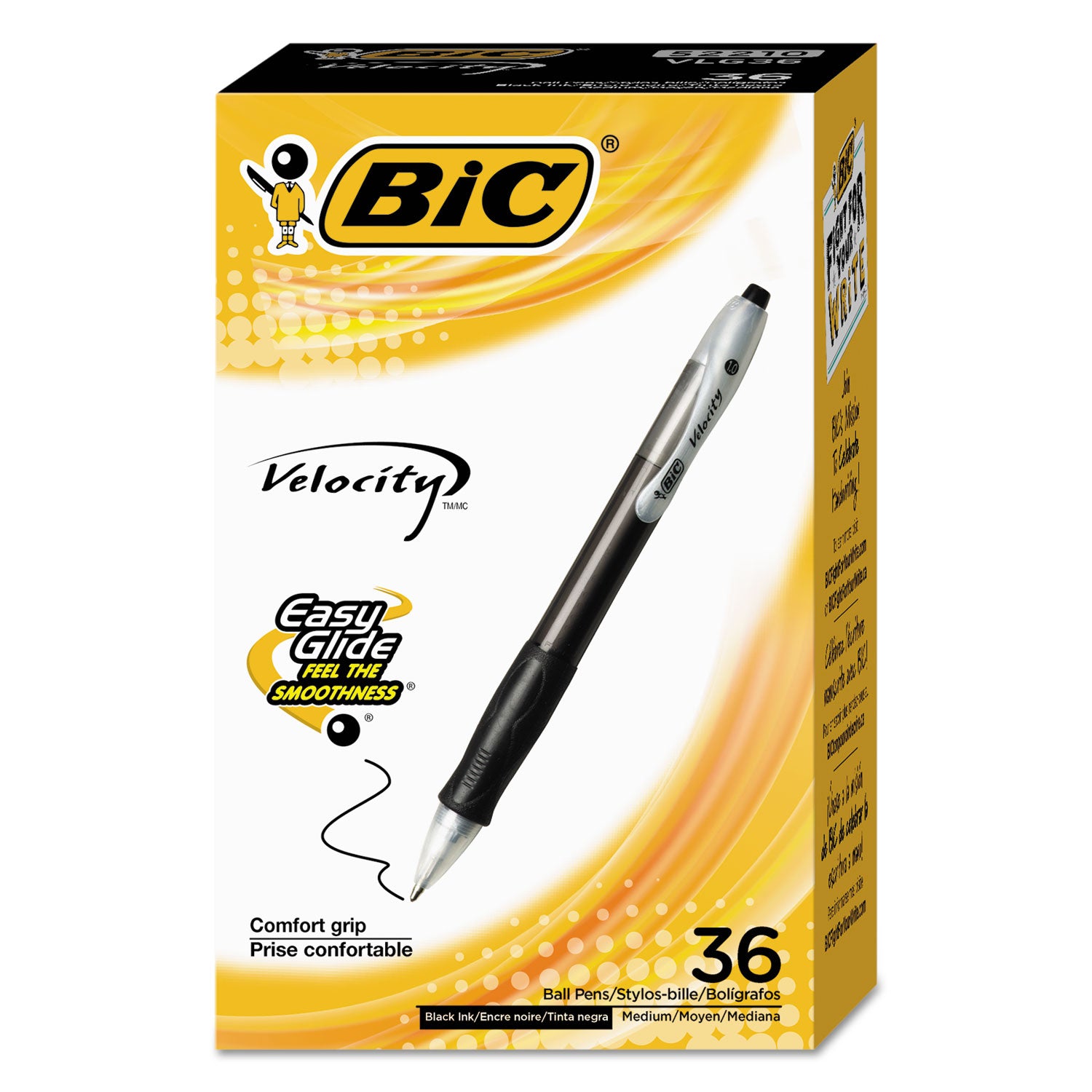 velocity-easy-glide-ballpoint-pen-value-pack-retractable-medium-1-mm-black-ink-black-barrel-36-pack_bicvlg361bk - 1