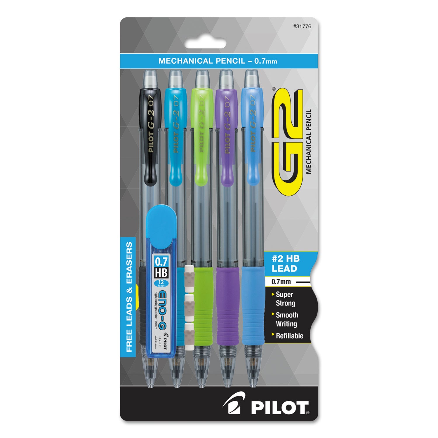 g2-mechanical-pencil-07-mm-hb-#2-black-lead-assorted-barrel-colors-5-pack_pil31776 - 1