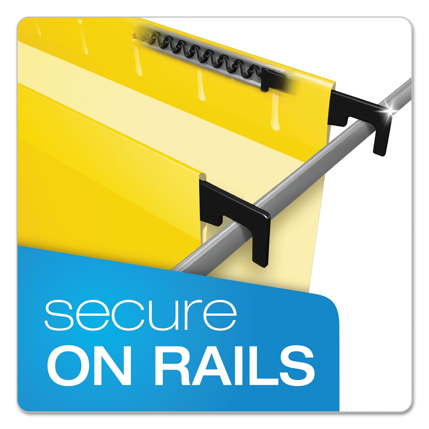 SureHook Hanging Folders, Letter Size, 1/5-Cut Tabs, Yellow, 20/Box -