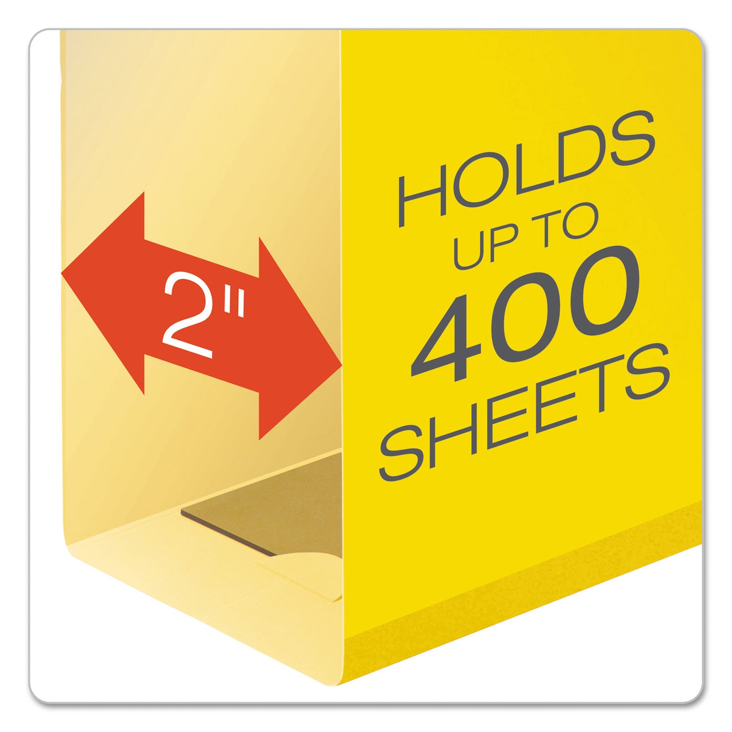 Extra Capacity Reinforced Hanging File Folders with Box Bottom, 2" Capacity, Letter Size, 1/5-Cut Tabs, Yellow, 25/Box -