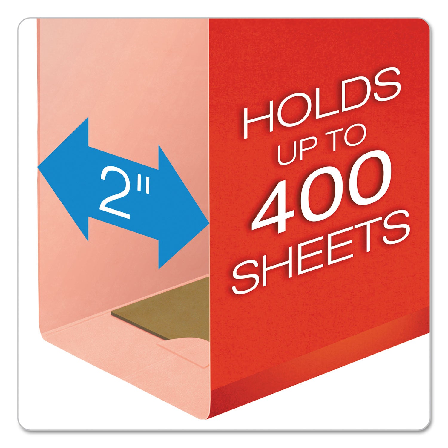 Extra Capacity Reinforced Hanging File Folders with Box Bottom, 2" Capacity, Legal Size, 1/5-Cut Tabs, Red, 25/Box -