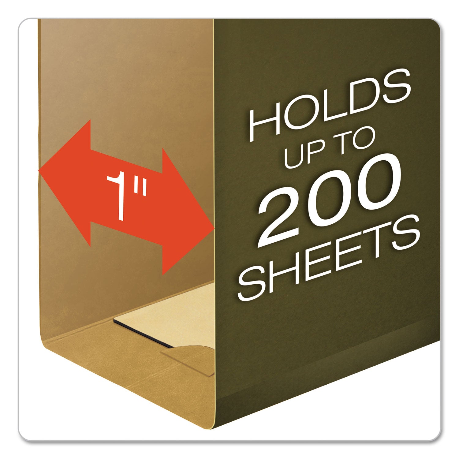 Extra Capacity Reinforced Hanging File Folders with Box Bottom, 1" Capacity, Letter Size, 1/5-Cut Tabs, Green, 25/Box -