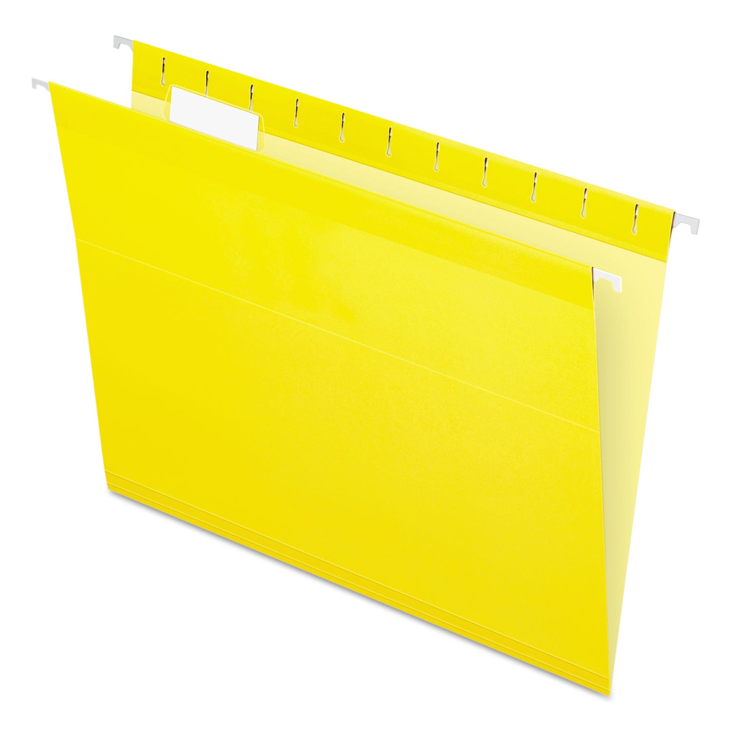 Colored Reinforced Hanging Folders, Letter Size, 1/5-Cut Tabs, Yellow, 25/Box -