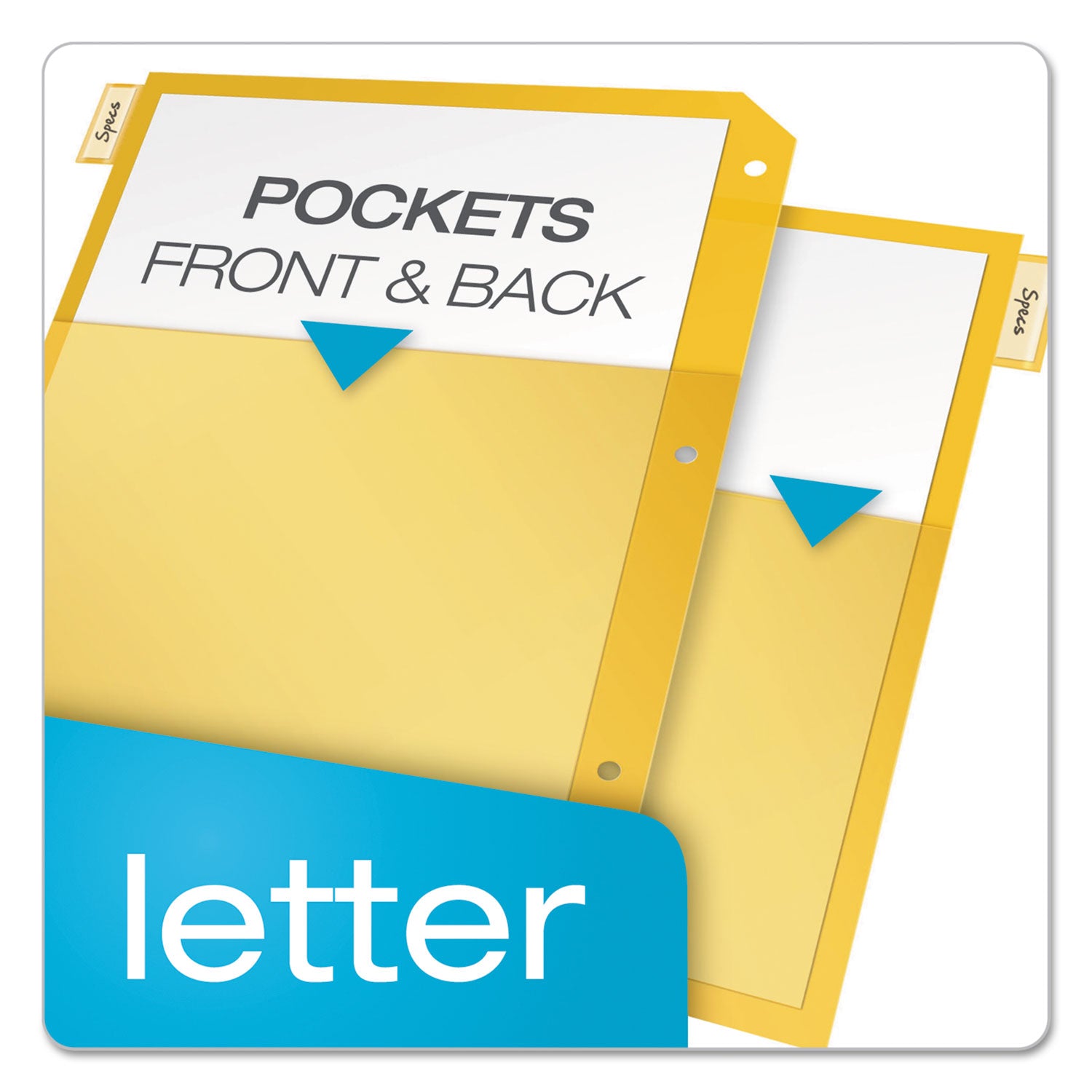 Poly Ring Binder Pockets, 8.5 x 11, Letter, Assorted Colors, 5/Pack -