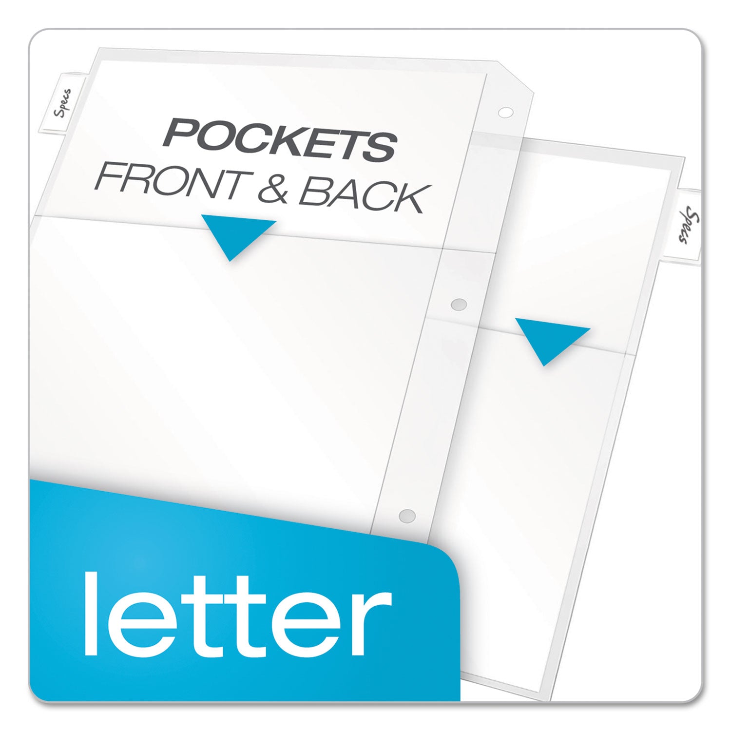 Poly Ring Binder Pockets, 8.5 x 11, Clear, 5/Pack -