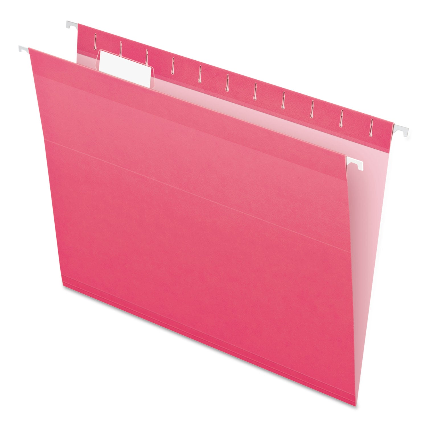 Colored Reinforced Hanging Folders, Letter Size, 1/5-Cut Tabs, Pink, 25/Box -