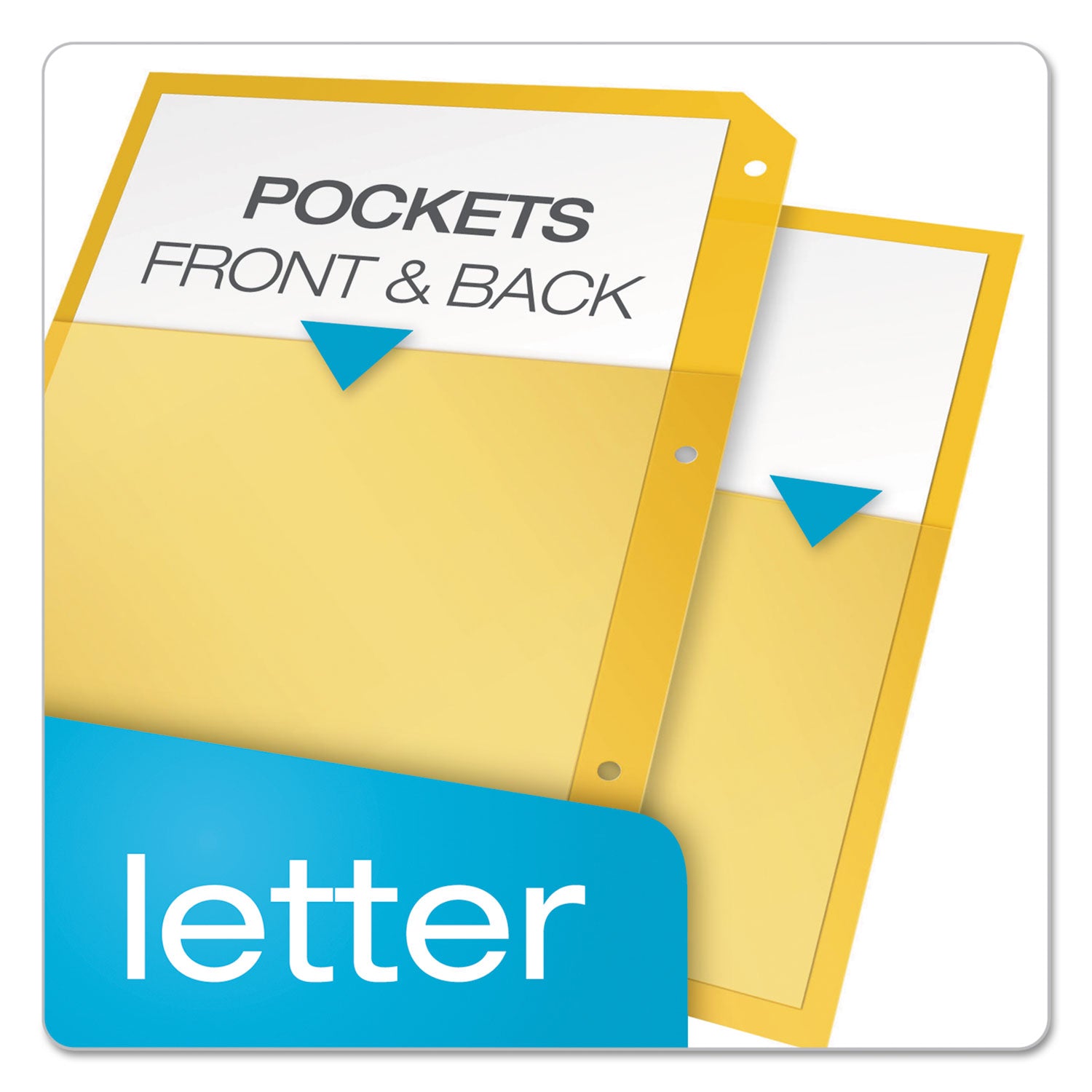 Poly Ring Binder Pockets, 8.5 x 11, Assorted Colors, 5/Pack -