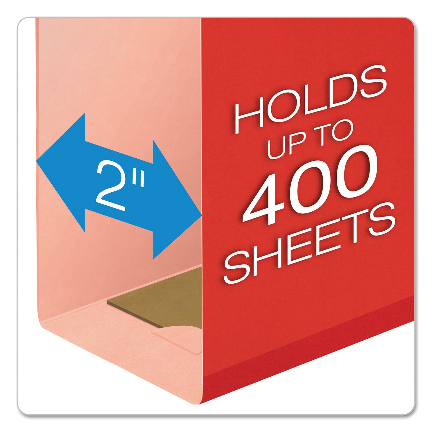 Extra Capacity Reinforced Hanging File Folders with Box Bottom, 2" Capacity, Letter Size, 1/5-Cut Tabs, Red, 25/Box -