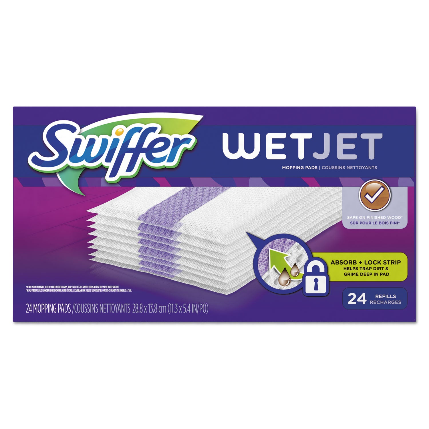 WetJet System Refill Cloths, 11.3" x 5.4", White, 24/Box, 4/Carton -