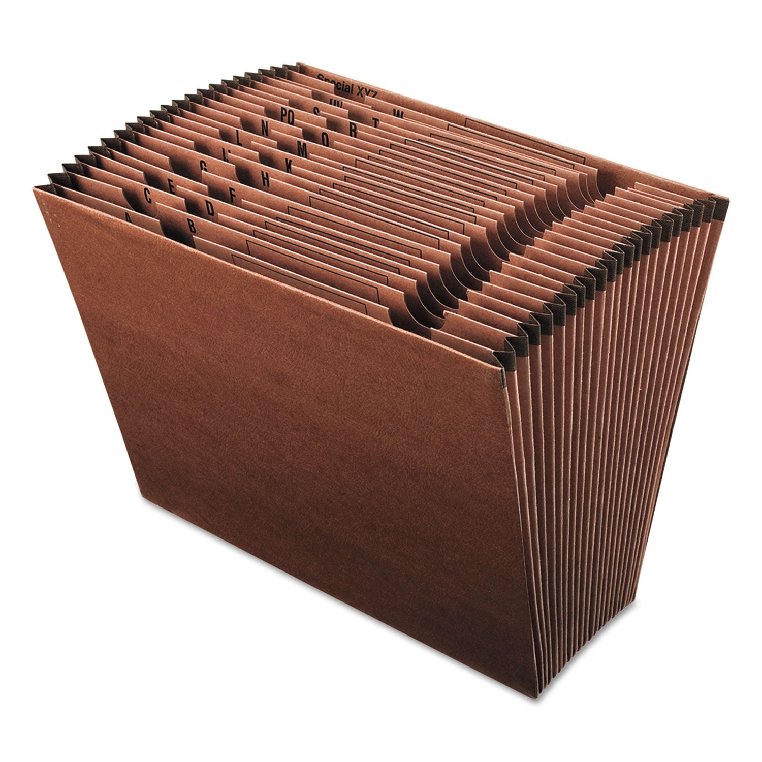 Earthwise by Pendaflex Recycled Indexed Expanding File, 21 Sections, 1/12-Cut Tabs, Letter Size, Red Fiber -