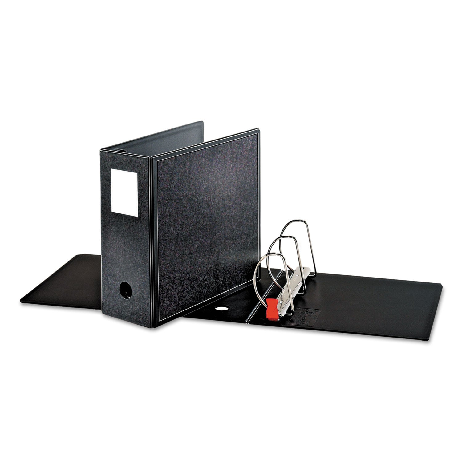 SuperLife Easy Open Locking Slant-D Ring Binder, 3 Rings, 5" Capacity, 11 x 8.5, Black -