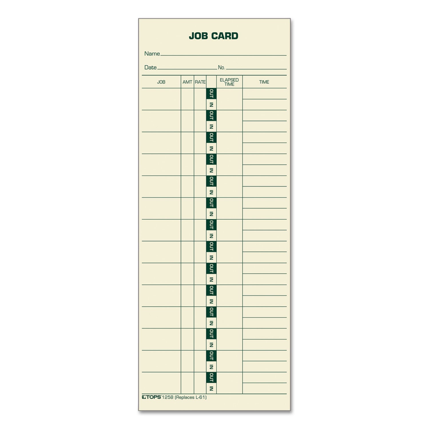 Manilla Job Cards, Replacement for 15-800622/L-61, One Side, 3.5 x 9, 500/Box -