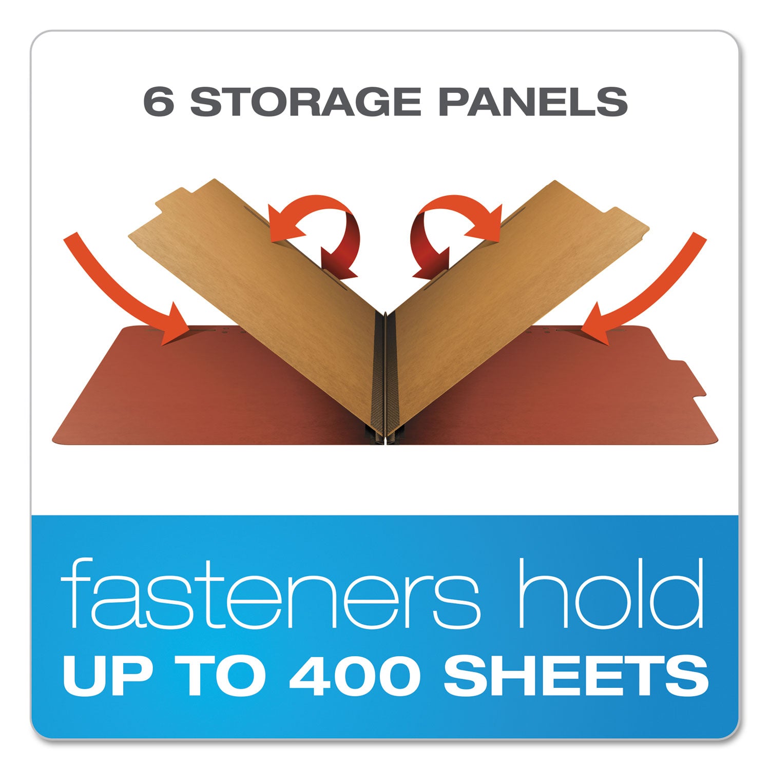 Six-Section Pressboard Classification Folders, 2" Expansion, 2 Dividers, 6 Fasteners, Legal Size, Red Exterior, 10/Box -