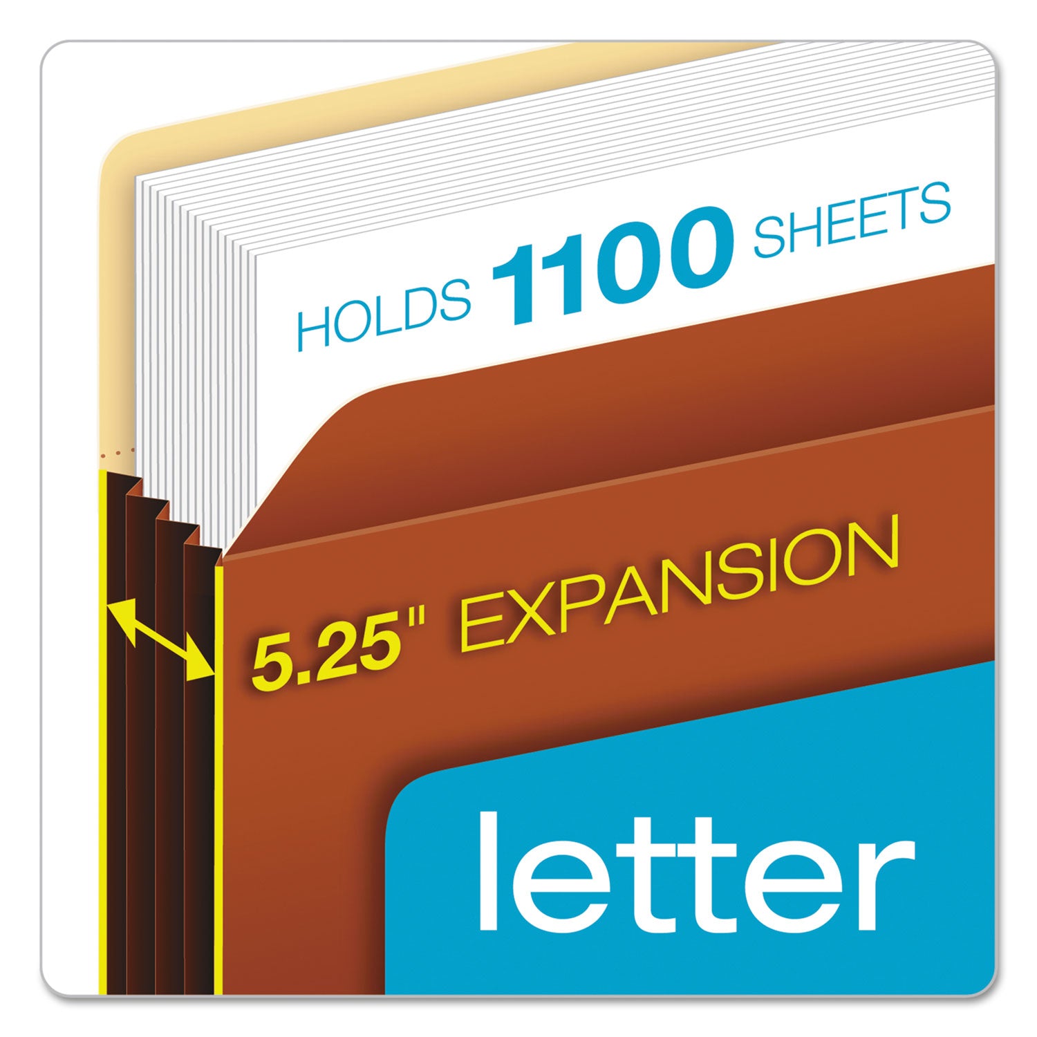 File Pocket with Tyvek, 5.25" Expansion, Letter Size, Redrope, 10/Box -