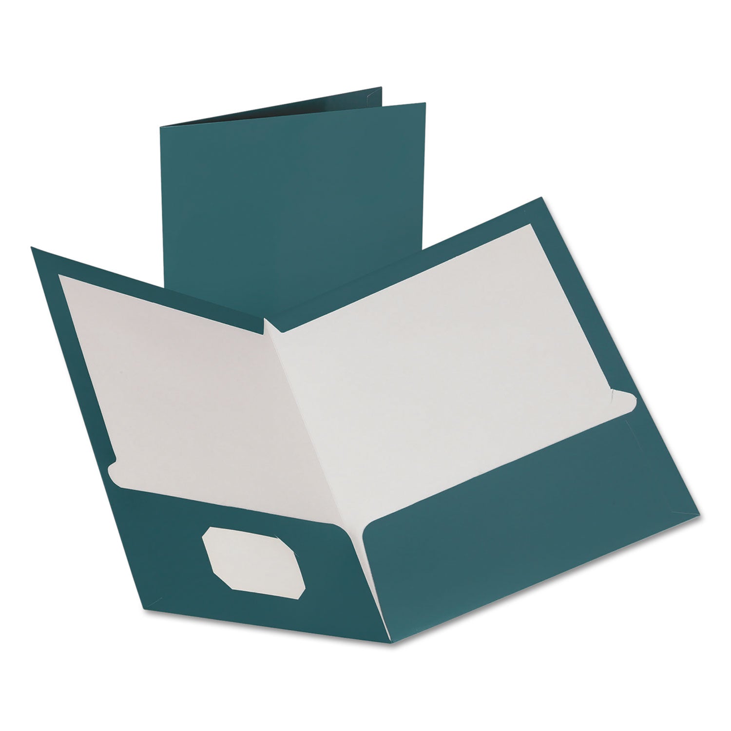 Two-Pocket Laminated Folder, 100-Sheet Capacity, 11 x 8.5, Metallic Teal, 25/Box -