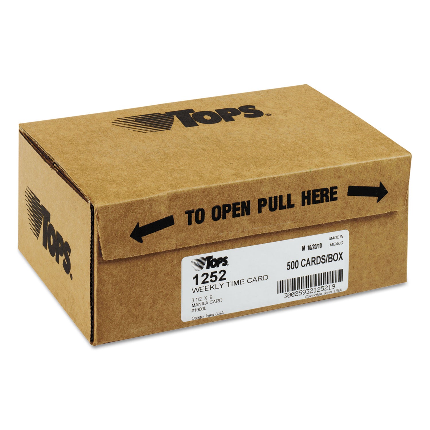 Time Clock Cards, Replacement for 1900L, One Side, 3.5 x 9, 500/Box -