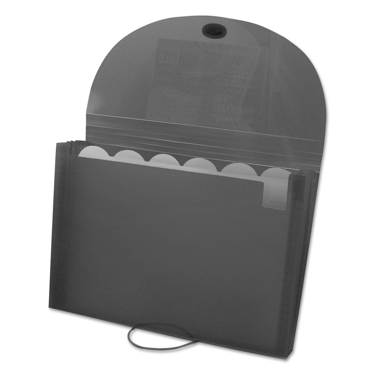 Expanding Files, 1.63" Expansion, 7 Sections, Cord/Hook Closure, 1/6-Cut Tabs, Letter Size, Smoke -