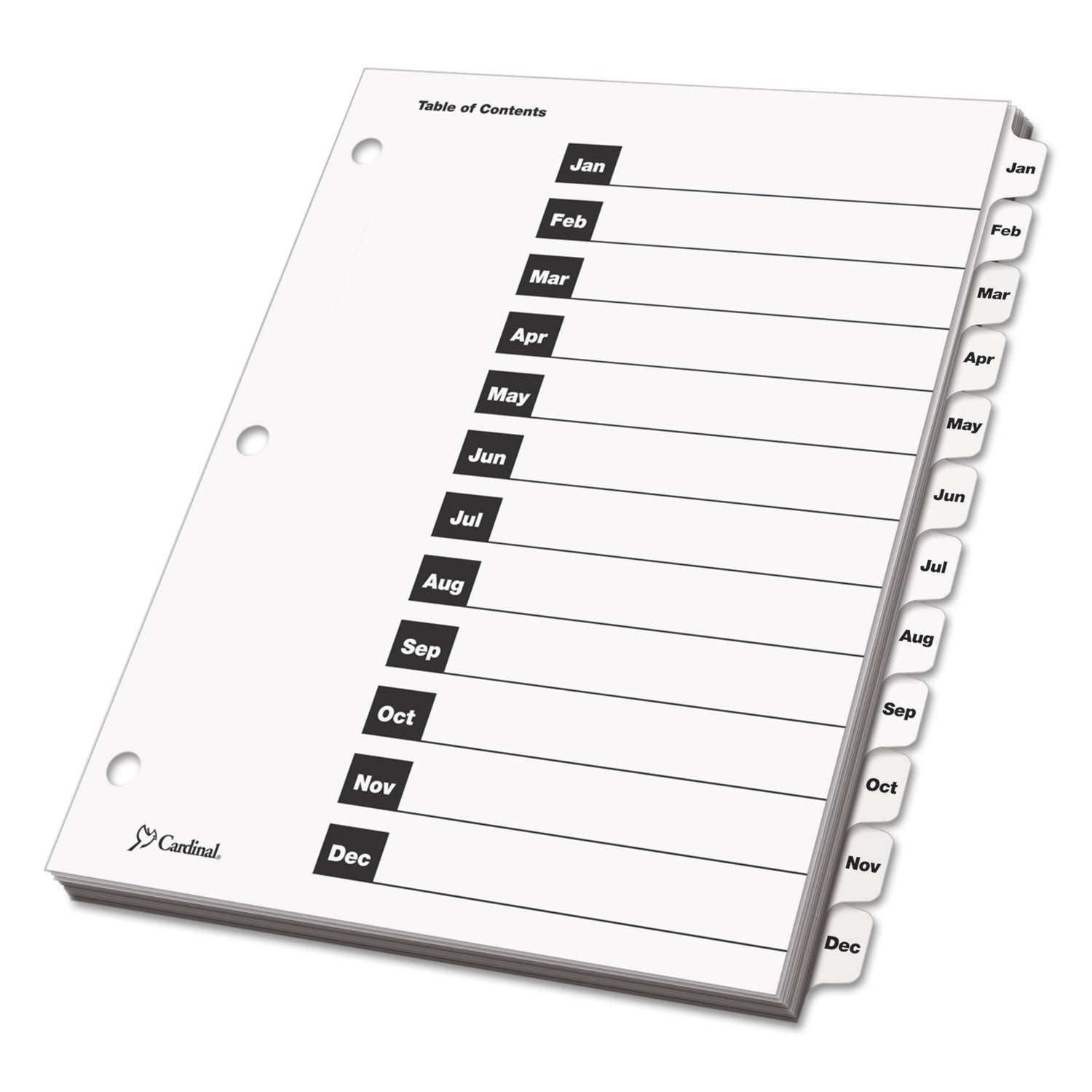 OneStep Printable Table of Contents and Dividers, 12-Tab, Jan. to Dec., 11 x 8.5, White, White Tabs, 1 Set -