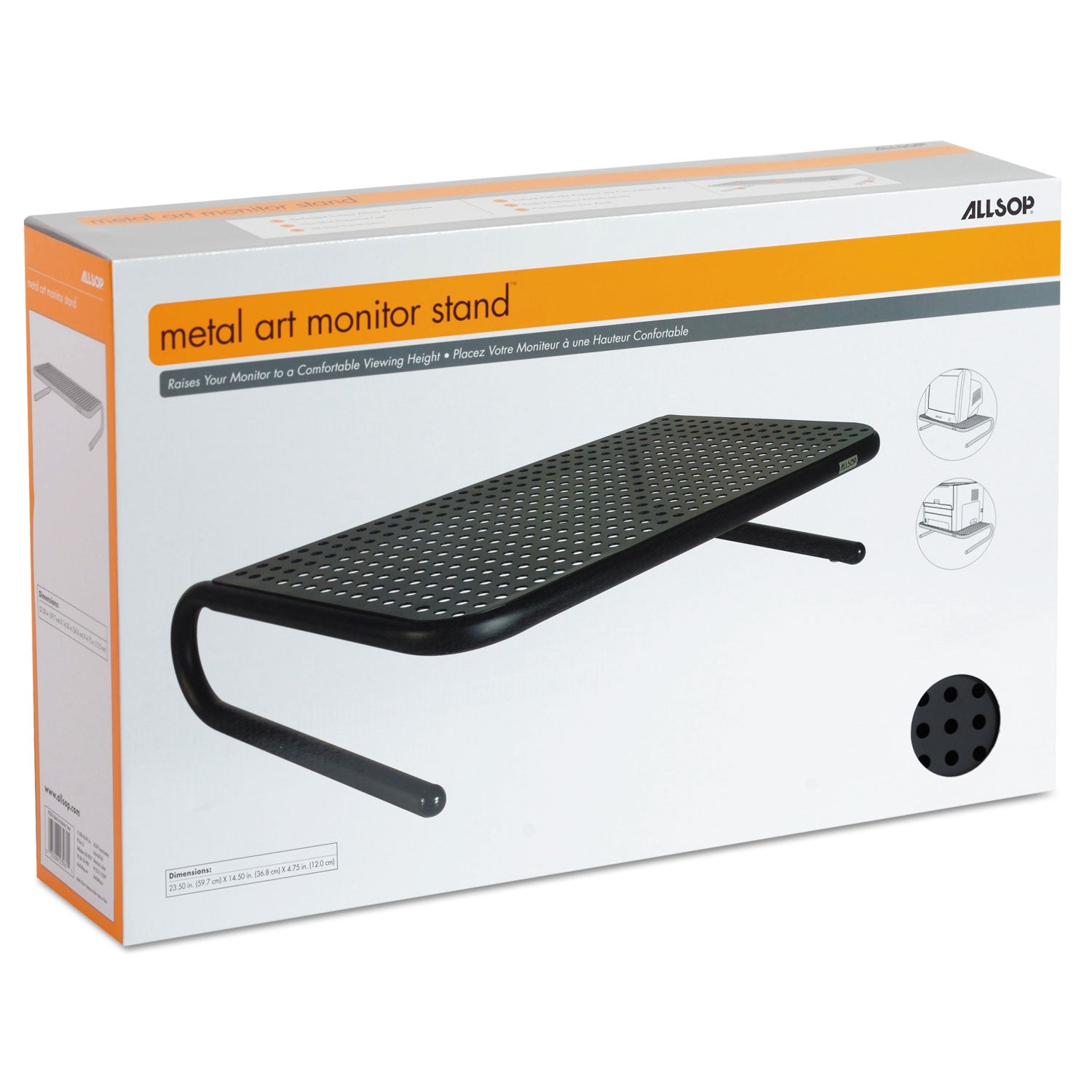 Metal Art Monitor Stand, 19" x 12.5" x 5.25", Black, Supports 30 lbs -