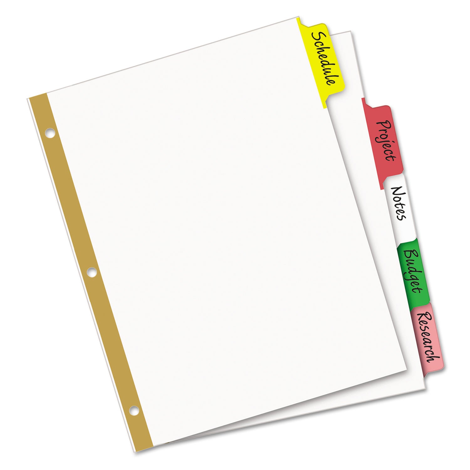 Write and Erase Big Tab Paper Dividers, 5-Tab, 11 x 8.5, White, Assorted Tabs, 1 Set -