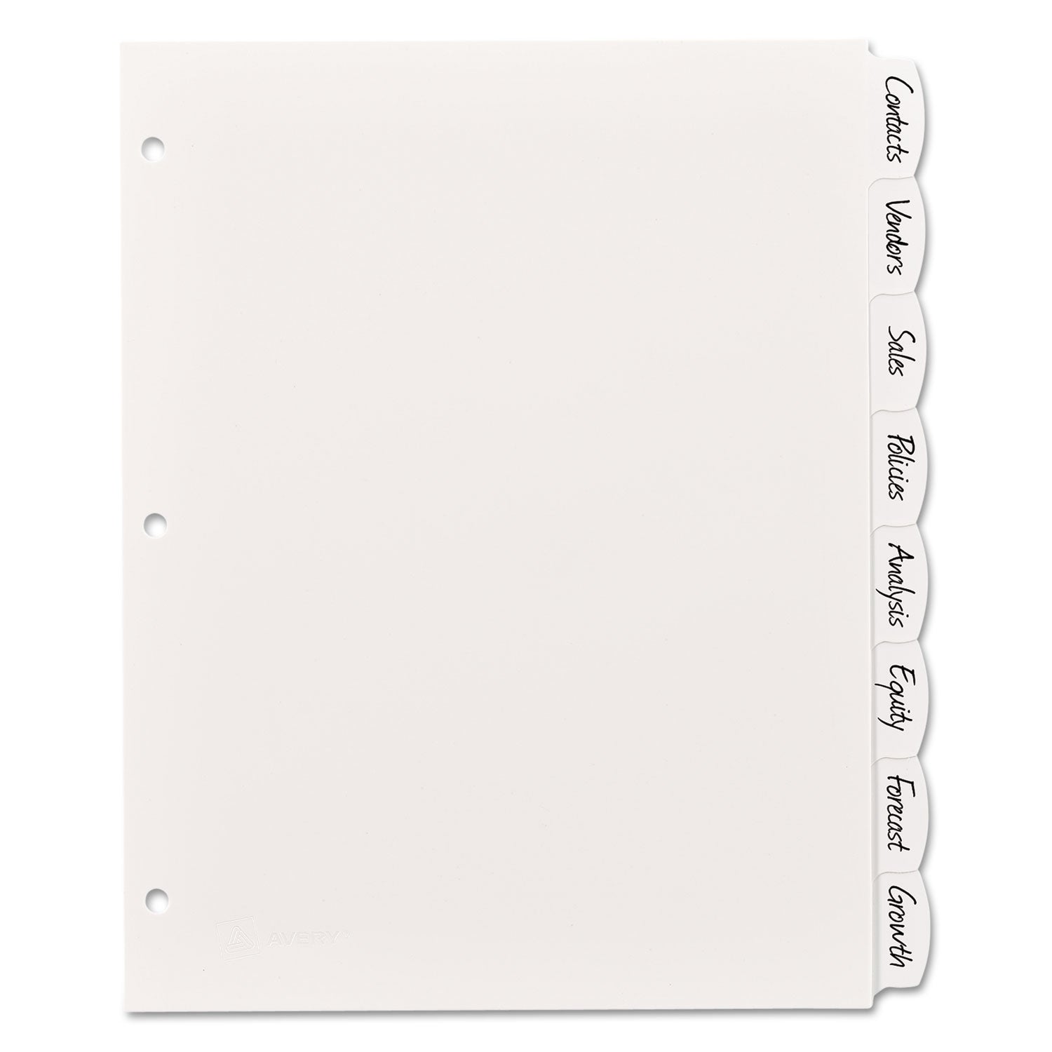 Write and Erase Big Tab Durable Plastic Dividers, 3-Hole Punched, 8-Tab, 11 x 8.5, White, 1 Set -
