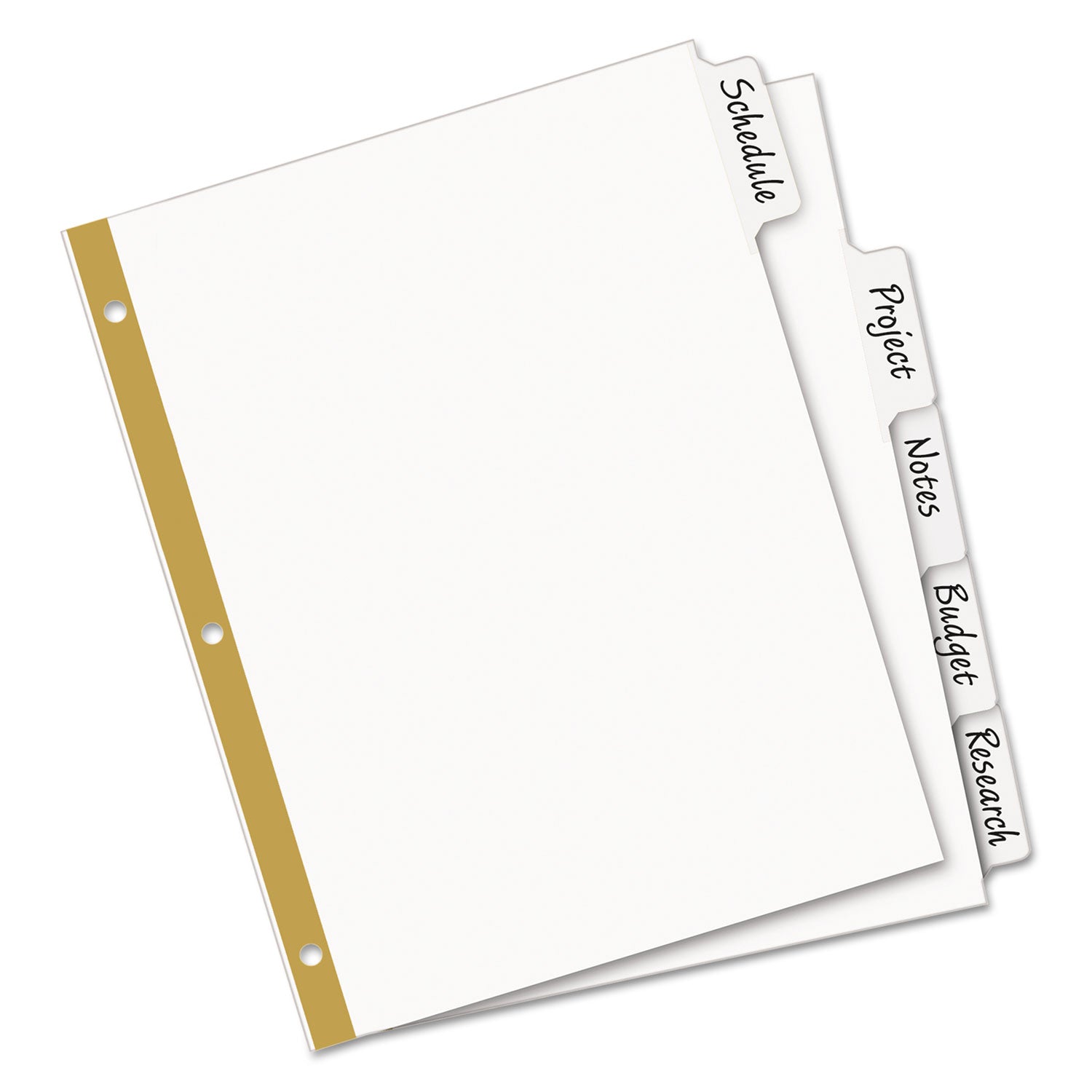 Write and Erase Big Tab Paper Dividers, 5-Tab, 11 x 8.5, White, White Tabs, 1 Set -