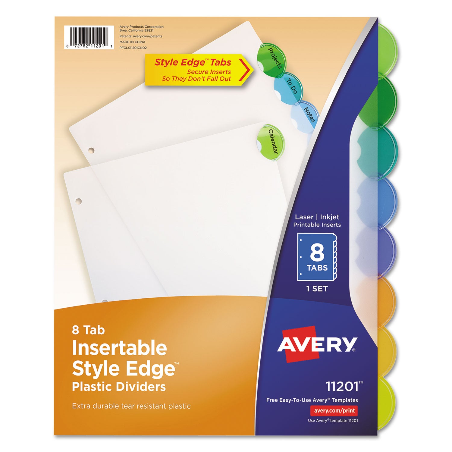 Insertable Style Edge Tab Plastic Dividers, 8-Tab, 11 x 8.5, Translucent, 1 Set -