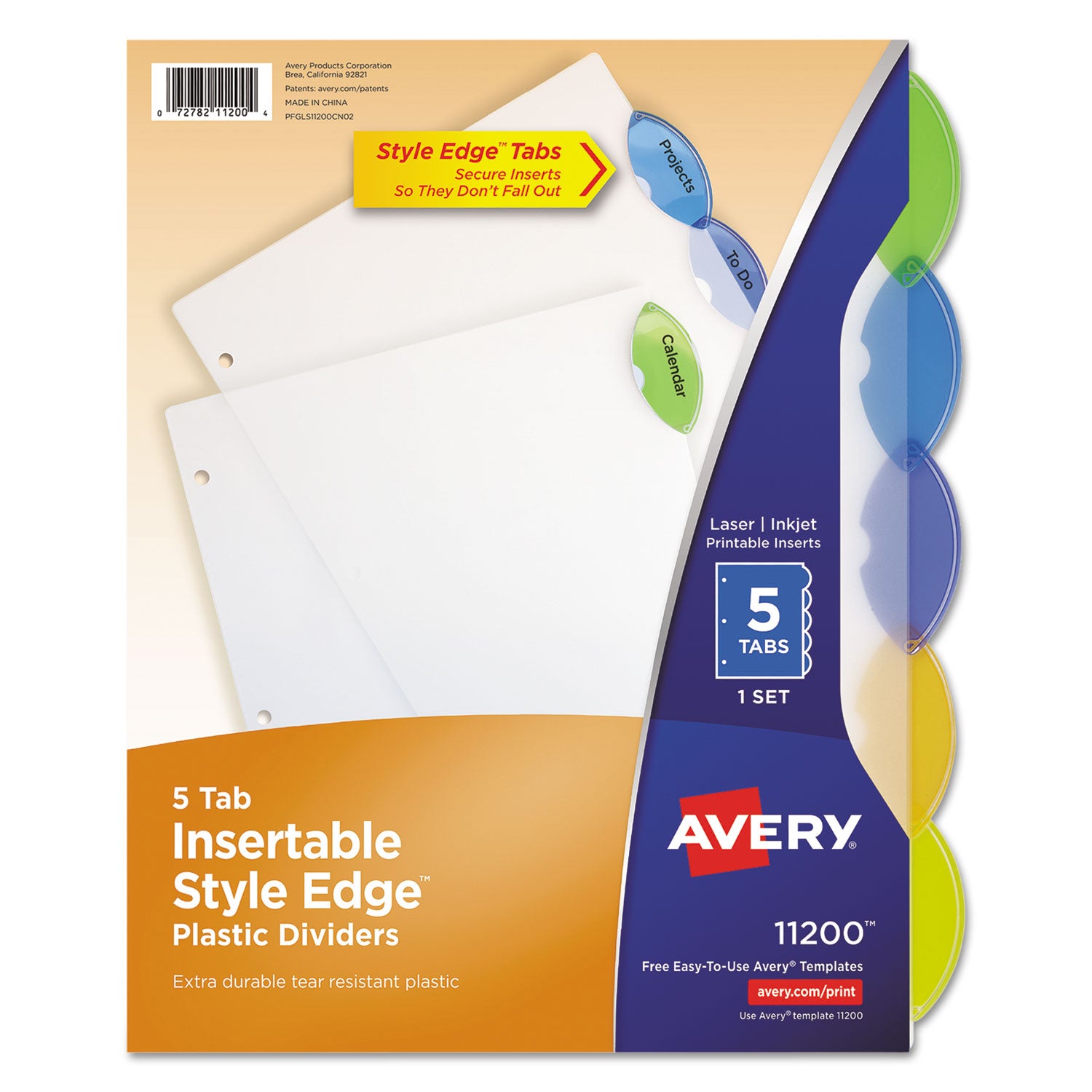 Insertable Style Edge Tab Plastic Dividers, 5-Tab, 11 x 8.5, Translucent, 1 Set -