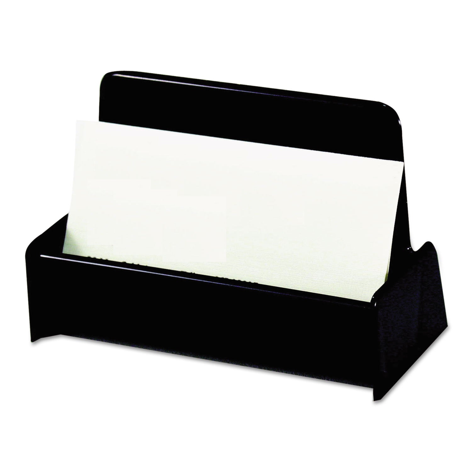 Business Card Holder, Holds 50 2 x 3.5 Cards, 3.75 x 1.81 x 1.38, Plastic, Black -